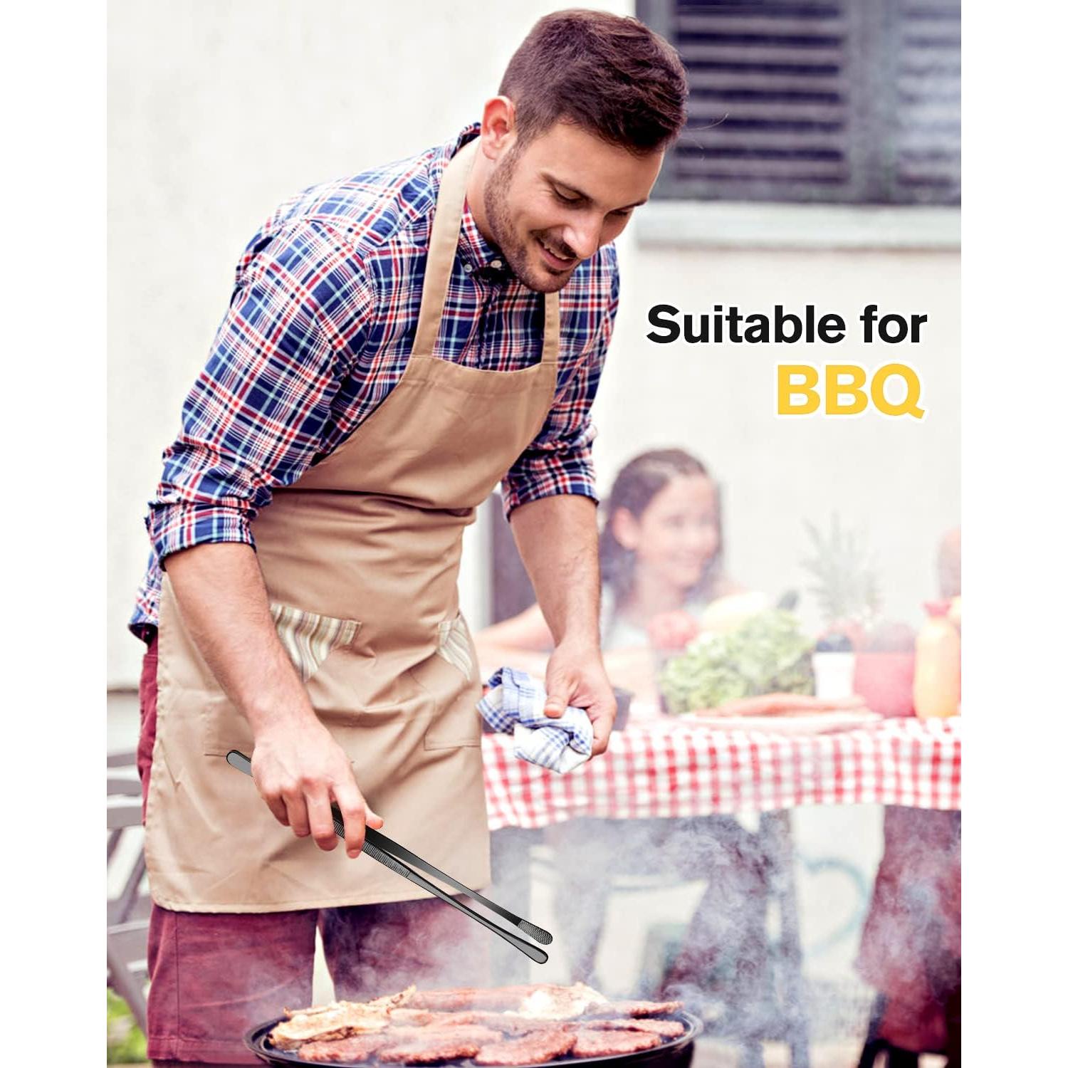 Conjunto de 4 Pinzas Largas BUNDLEPRO de Acero Inoxidable 30.48 cm y 25.4 cm