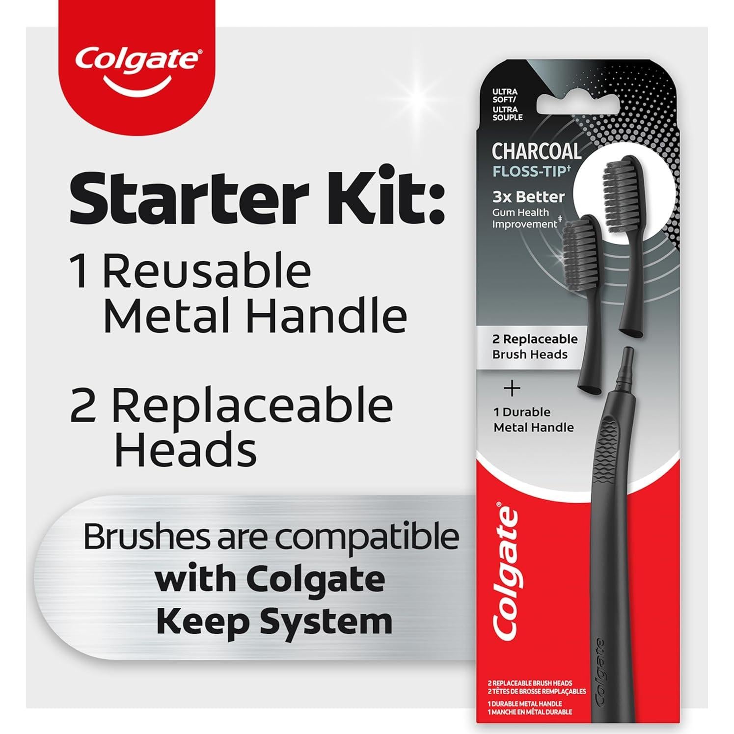 Kit Cepillo Dientes Colgate Keep Charcoal 2 Cabezales Reemplazables