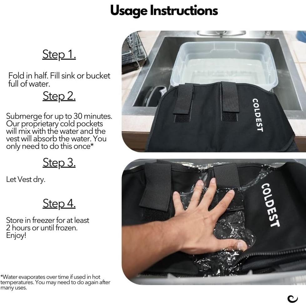 Chaleco Refrigerante Coldest Mediano Negro para Climas Calientes