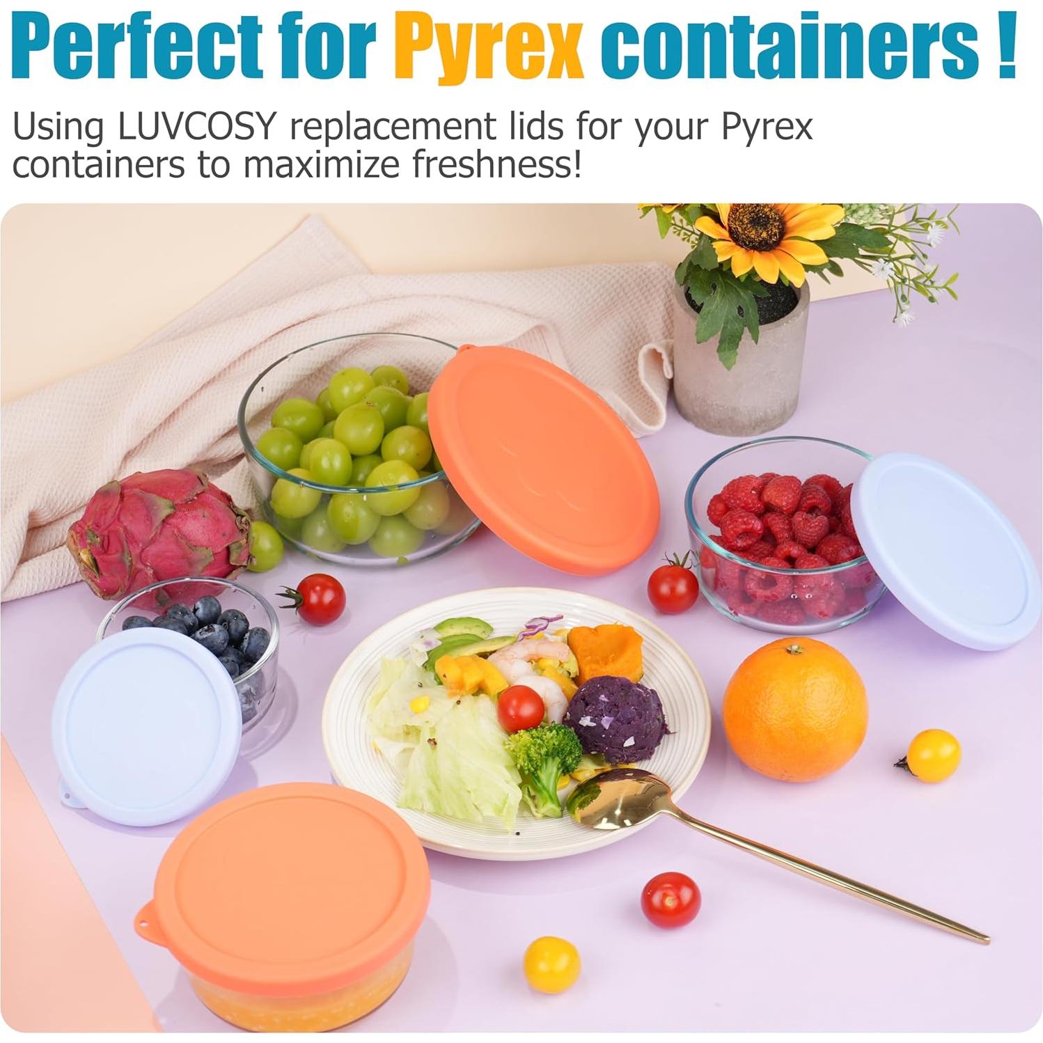 Tapas Redondas de Silicona LUVCOSY para Cuencos Pyrex - 6 Piezas