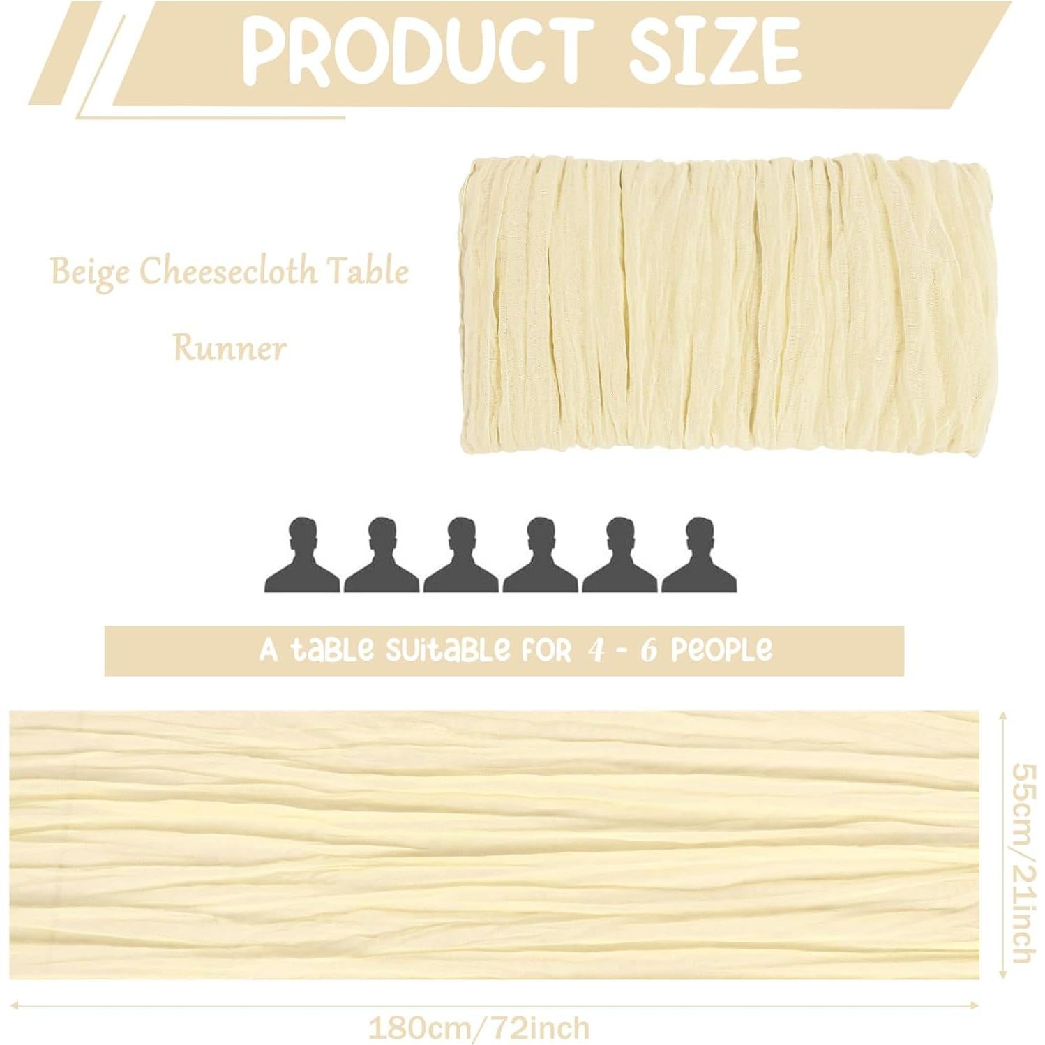 Paquete de 10 Caminos de Mesa de Gasa Beige 182.88x53.34 cm