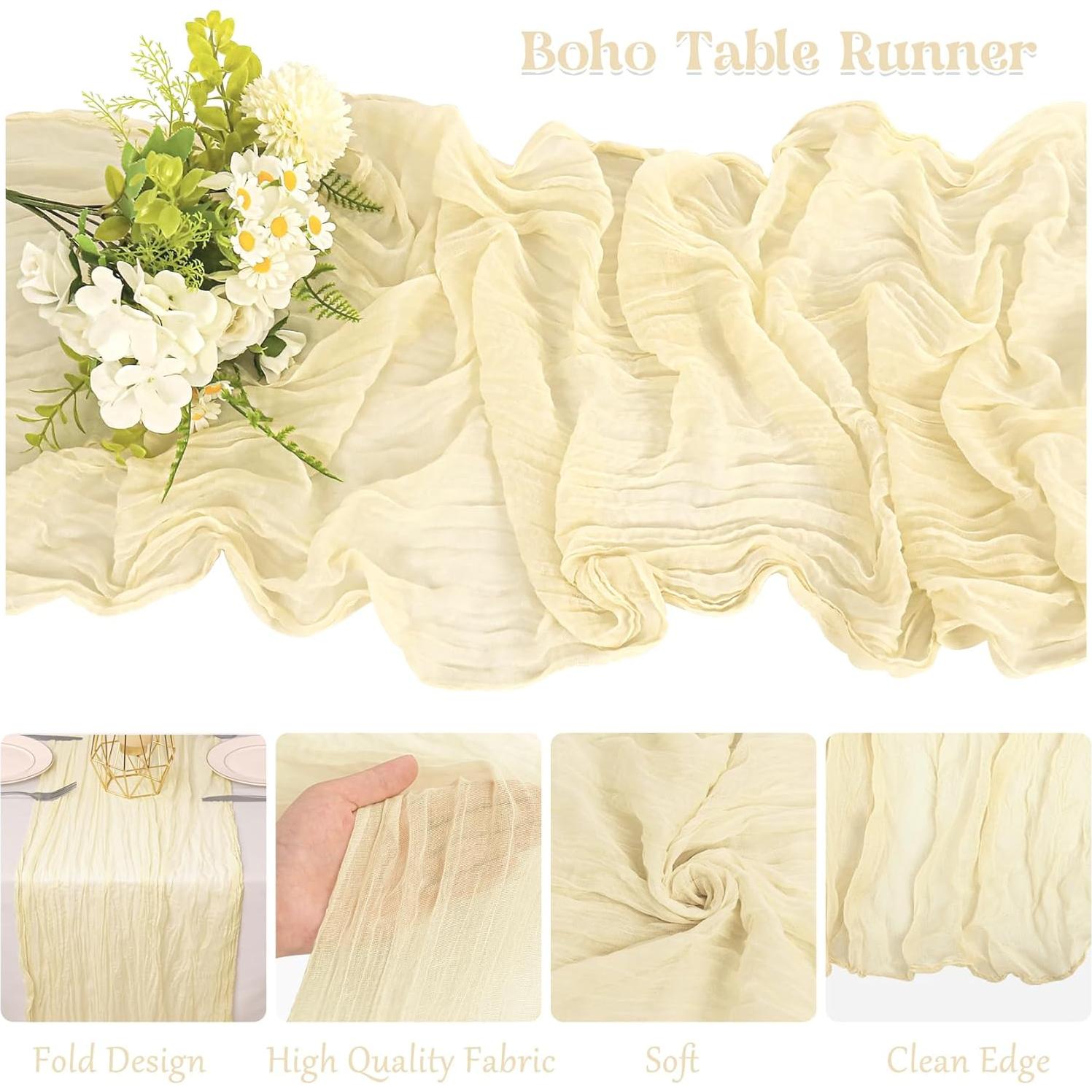 Paquete de 10 Caminos de Mesa de Gasa Beige 182.88x53.34 cm