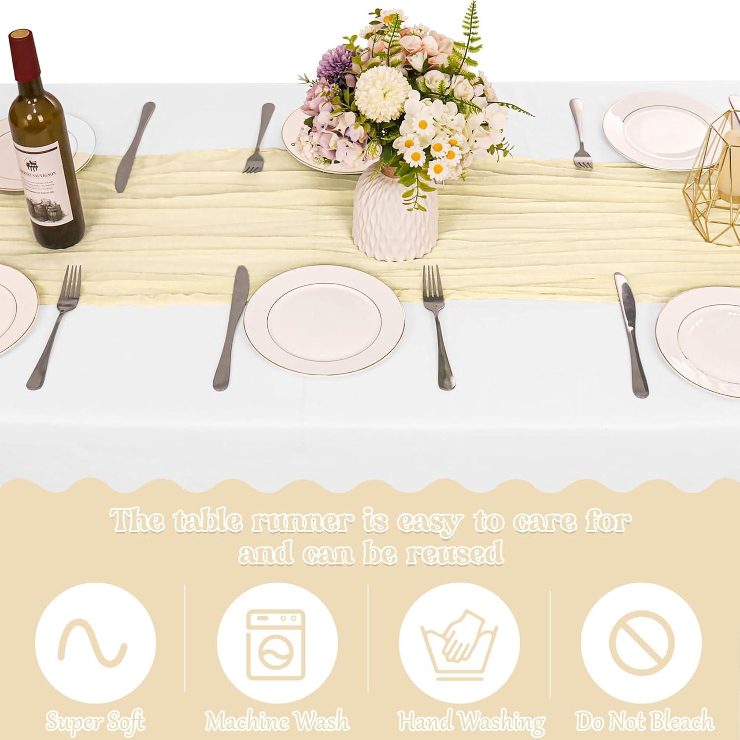 Paquete de 10 Caminos de Mesa de Gasa Beige 182.88x53.34 cm