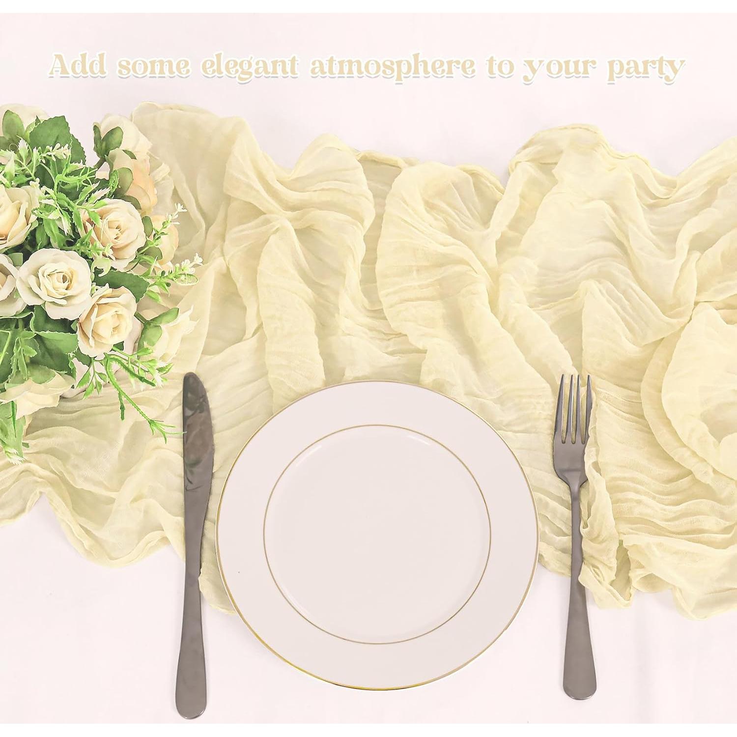 Paquete de 10 Caminos de Mesa de Gasa Beige 182.88x53.34 cm