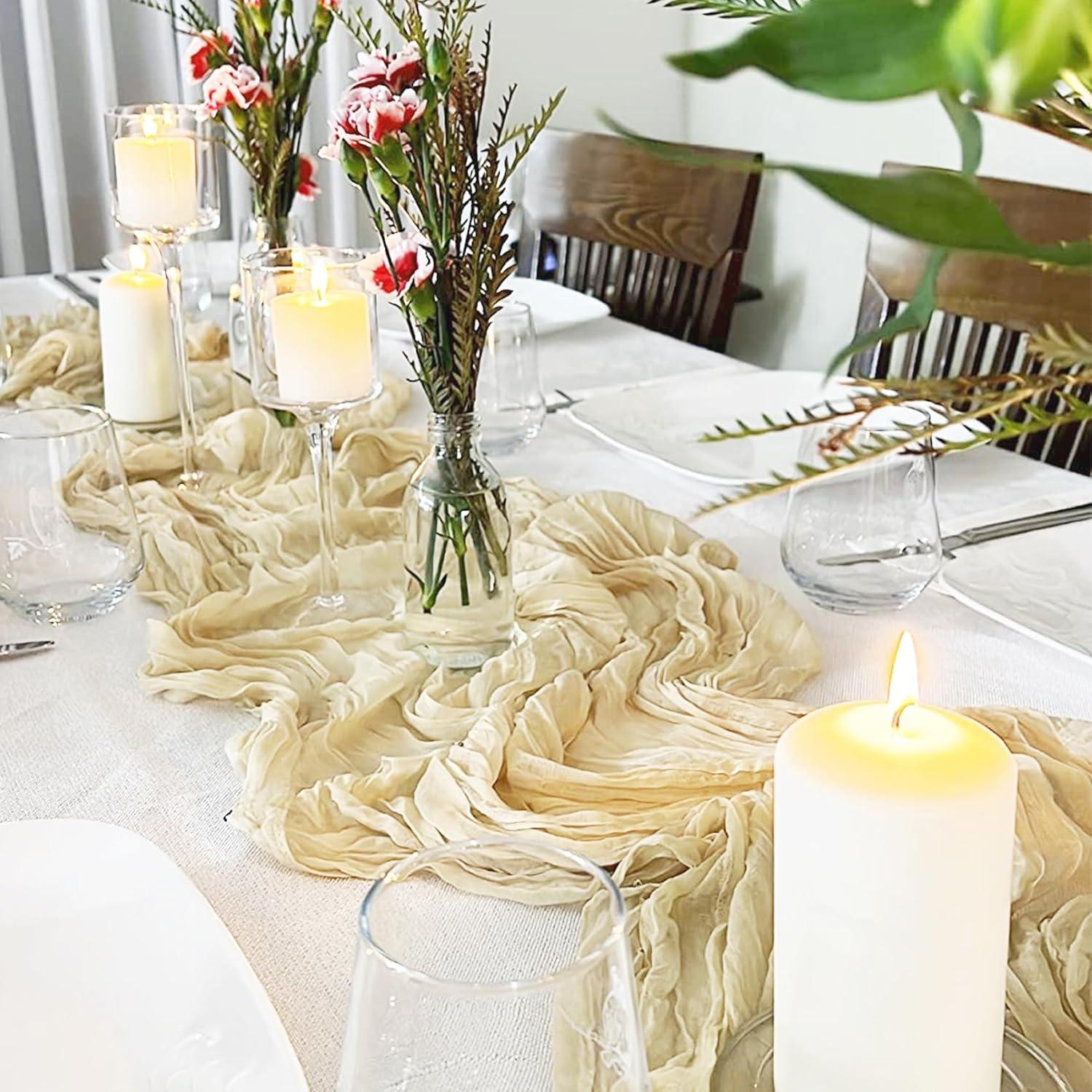 Paquete de 10 Caminos de Mesa de Gasa Beige 182.88x53.34 cm