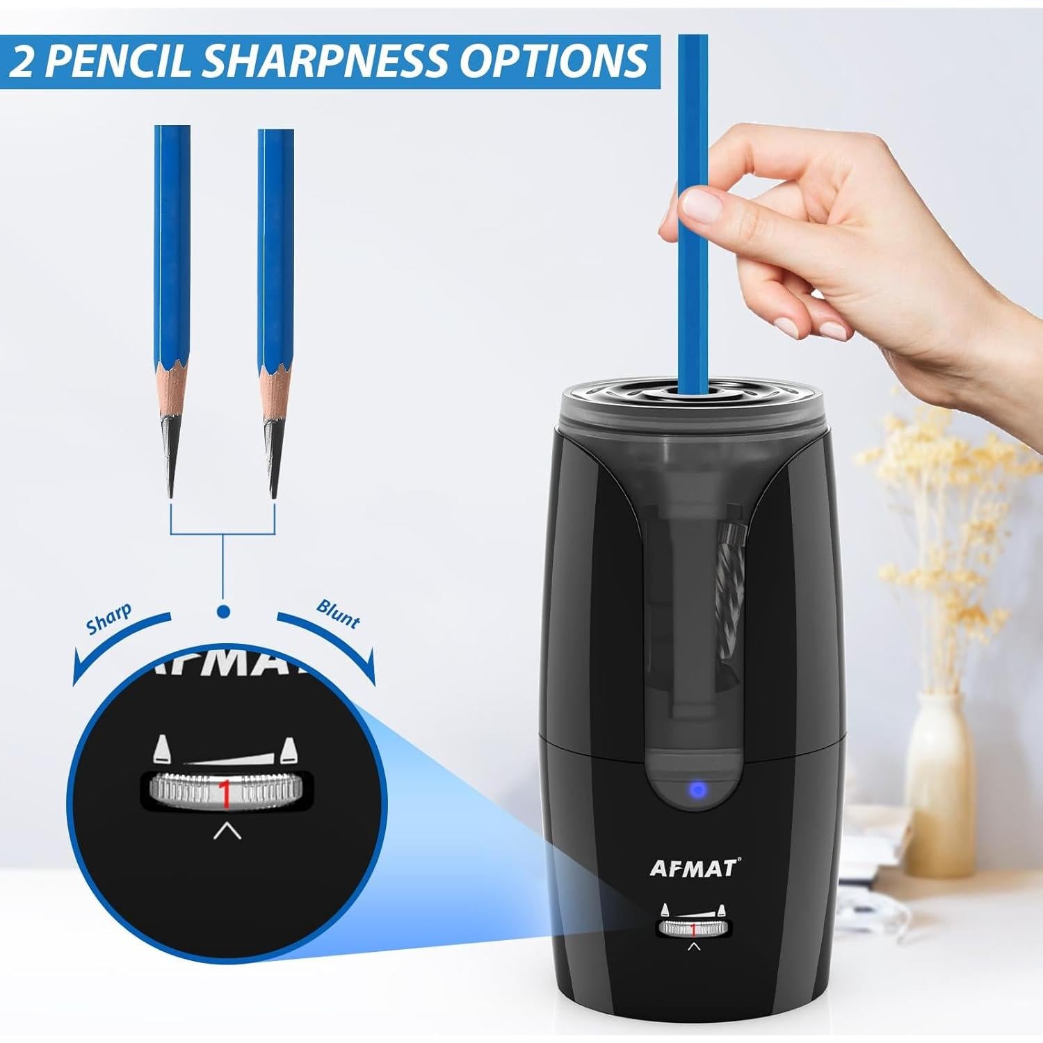 Sacapuntas Eléctrico Recargable AFMAT Punta Larga 6-12mm