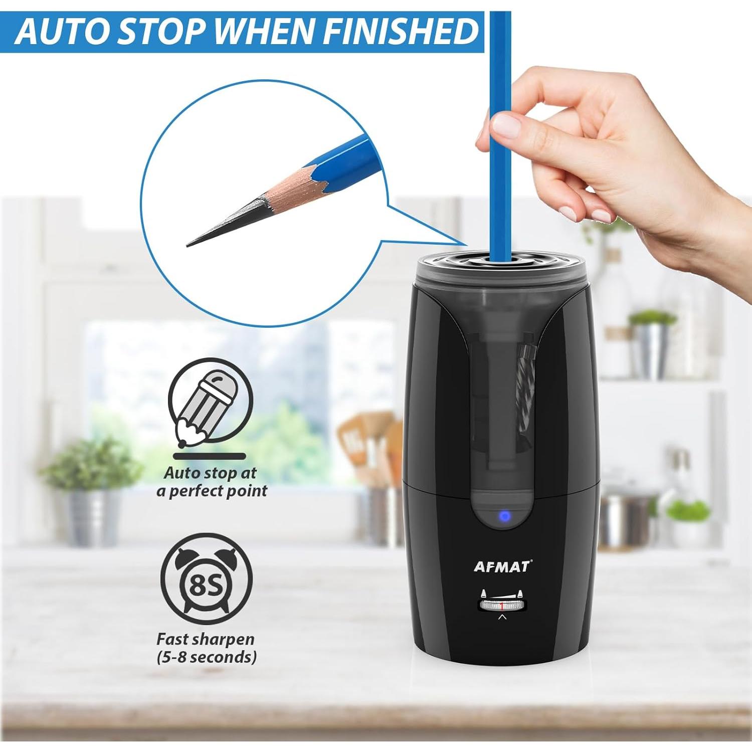 Sacapuntas Eléctrico Recargable AFMAT Punta Larga 6-12mm