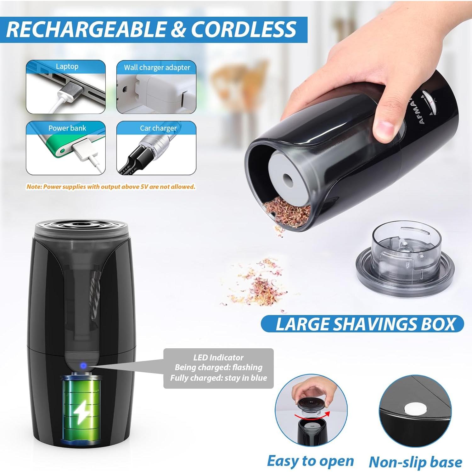 Sacapuntas Eléctrico Recargable AFMAT Punta Larga 6-12mm