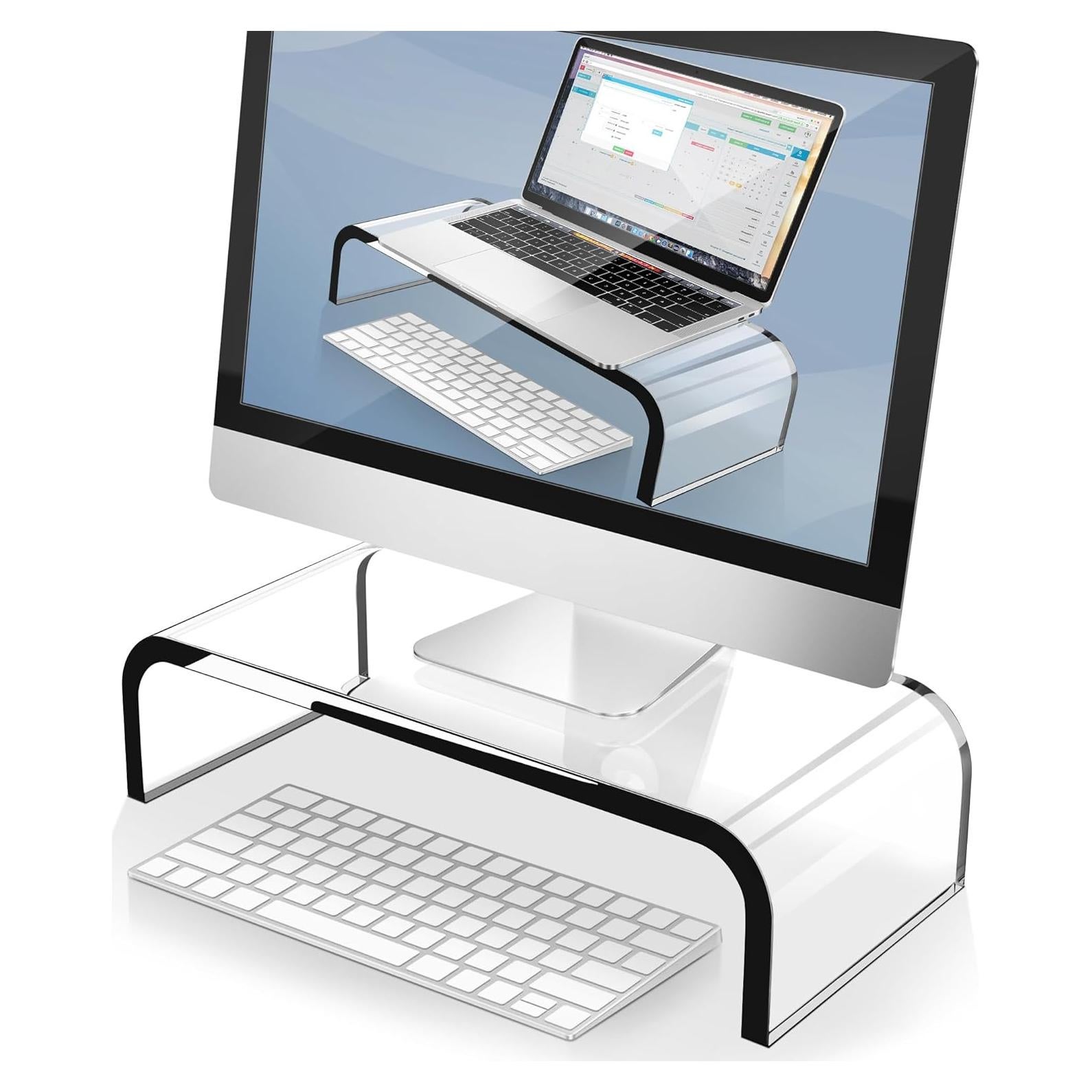 Soporte de Monitor Acrílico AboveTEK MS-203A - Elevador Ergonómico