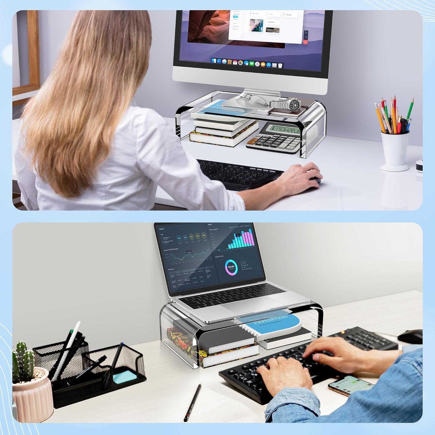 Soporte de Monitor Acrílico AboveTEK MS-203A - Elevador Ergonómico