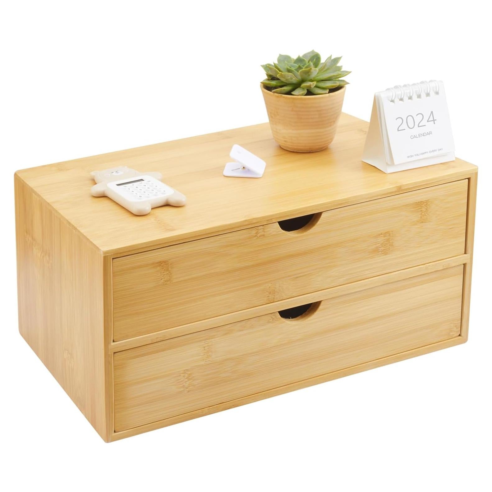 Organizador de Escritorio de Bambú Charmewooden 2 Cajones