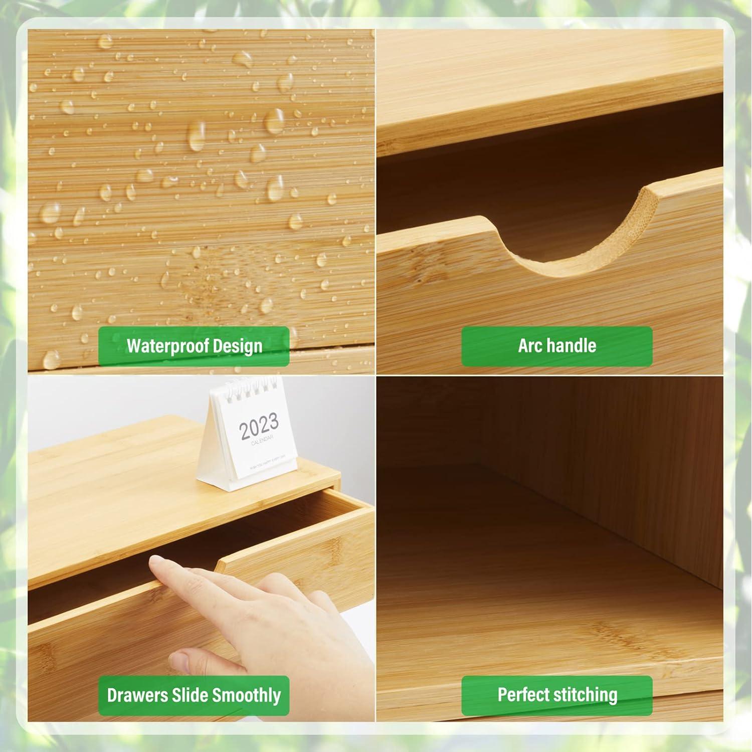 Organizador de Escritorio de Bambú Charmewooden 2 Cajones