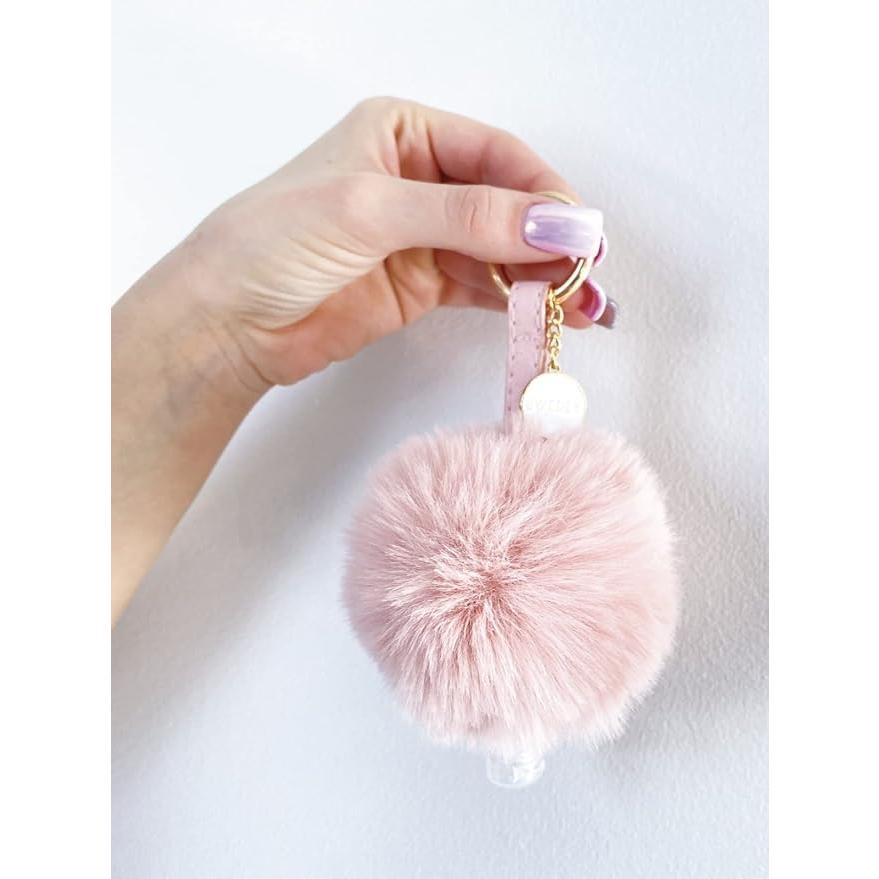 Llave Pom Pom Grande Fluffy Rosa para Botellas Cosméticas 29ml