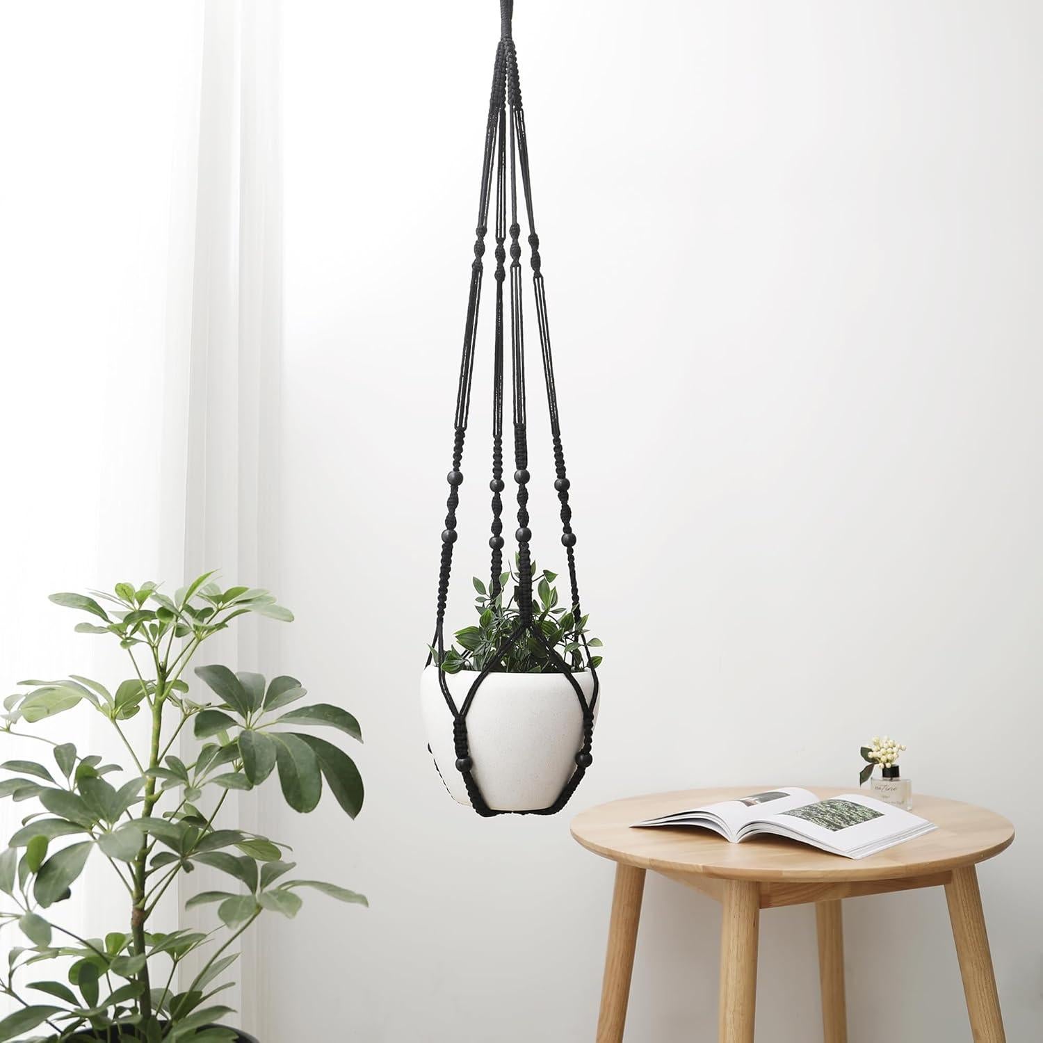 Hanger de Macramé WXS-CHALL 109 cm Negro para Macetas