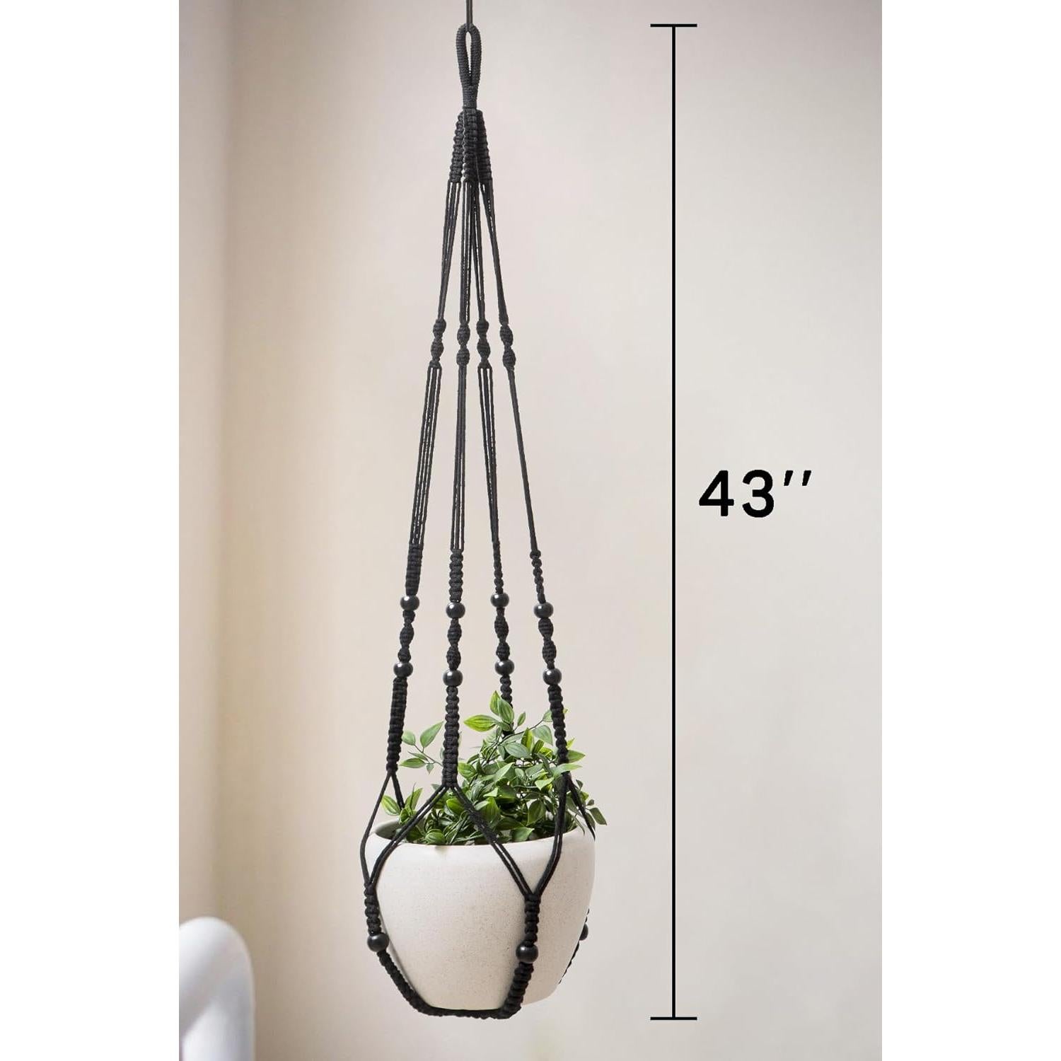 Hanger de Macramé WXS-CHALL 109 cm Negro para Macetas