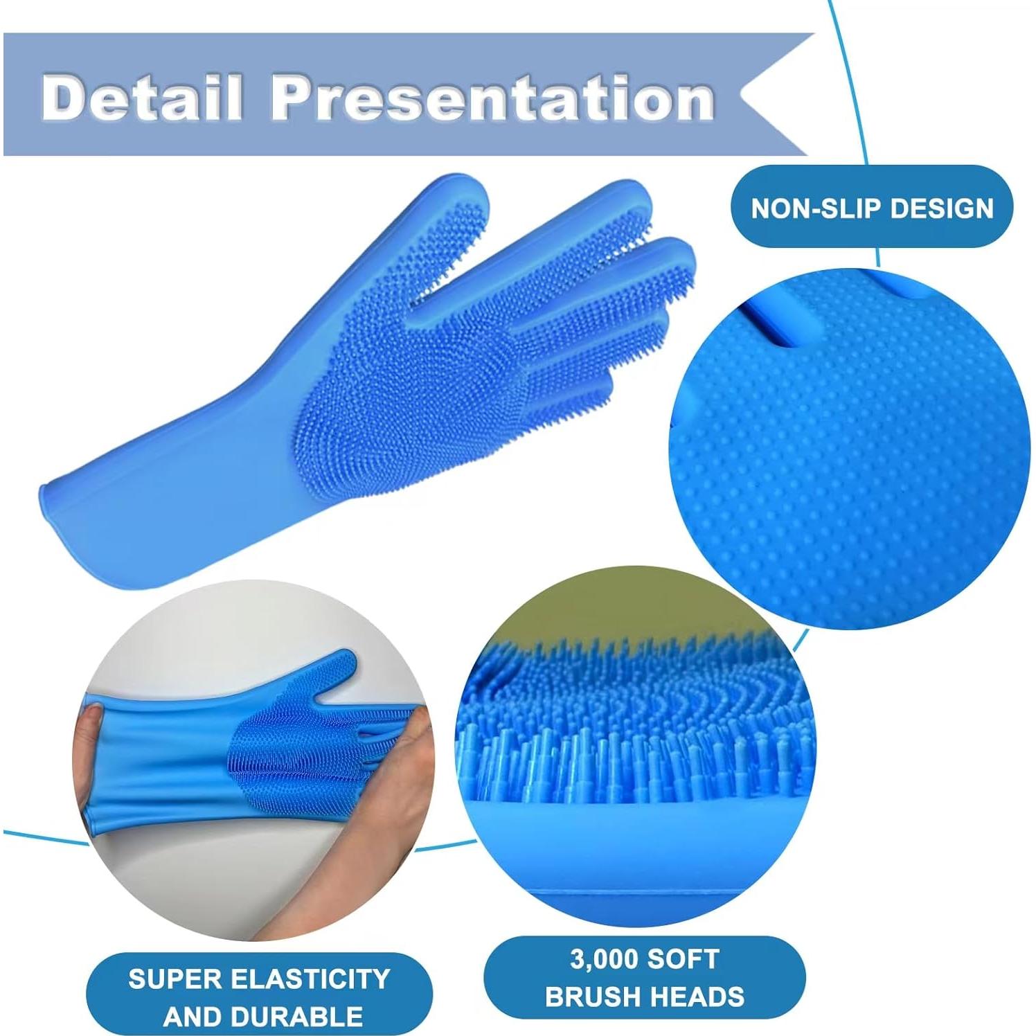 Juego de Baño para Mascotas IDQQUQQ: Guantes y Cepillo Azul