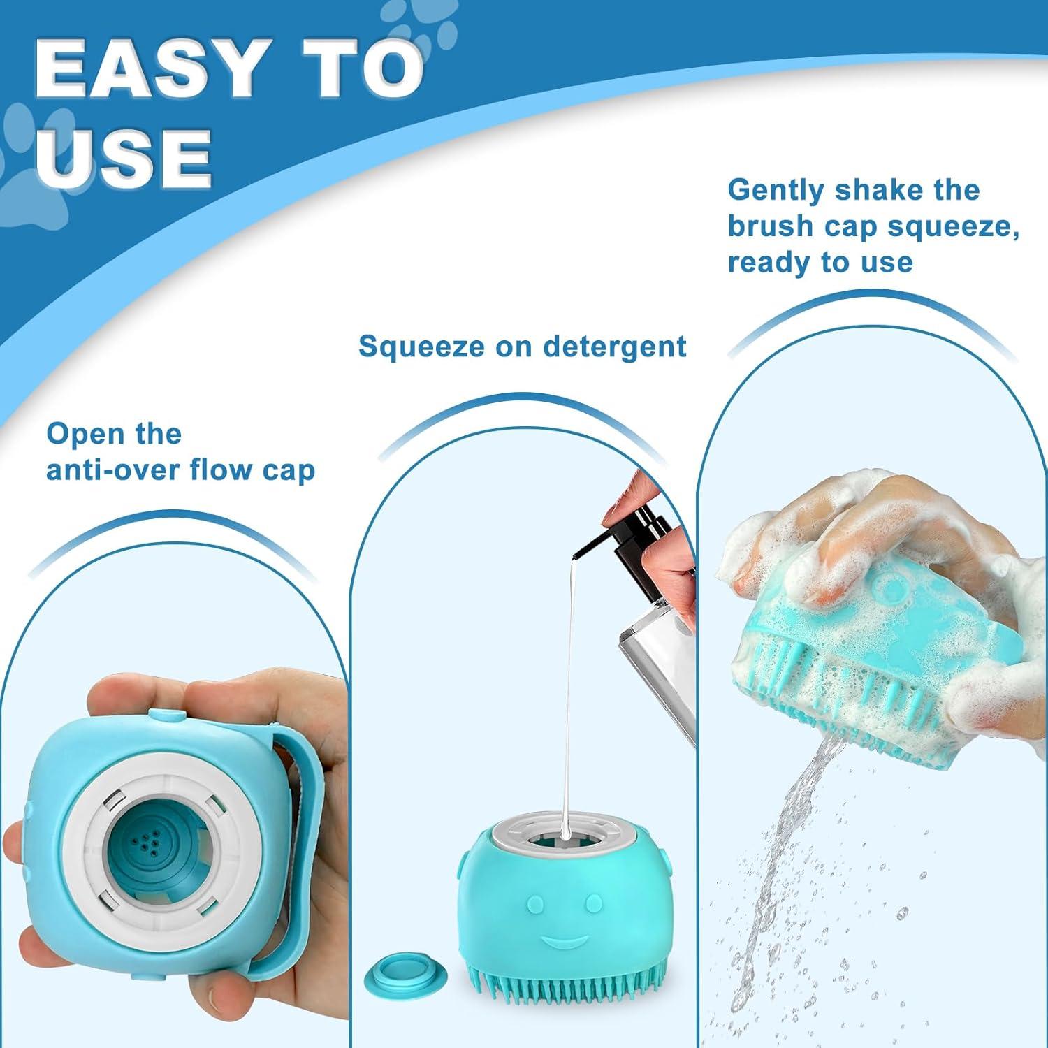 Juego de Baño para Mascotas IDQQUQQ: Guantes y Cepillo Azul