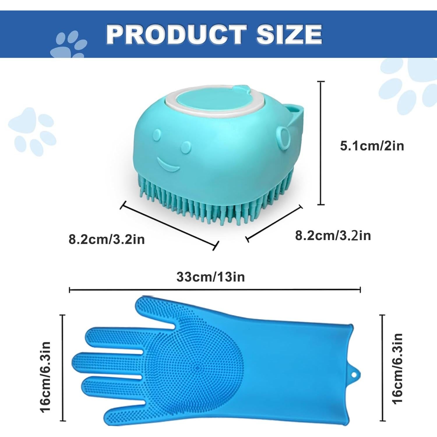 Juego de Baño para Mascotas IDQQUQQ: Guantes y Cepillo Azul