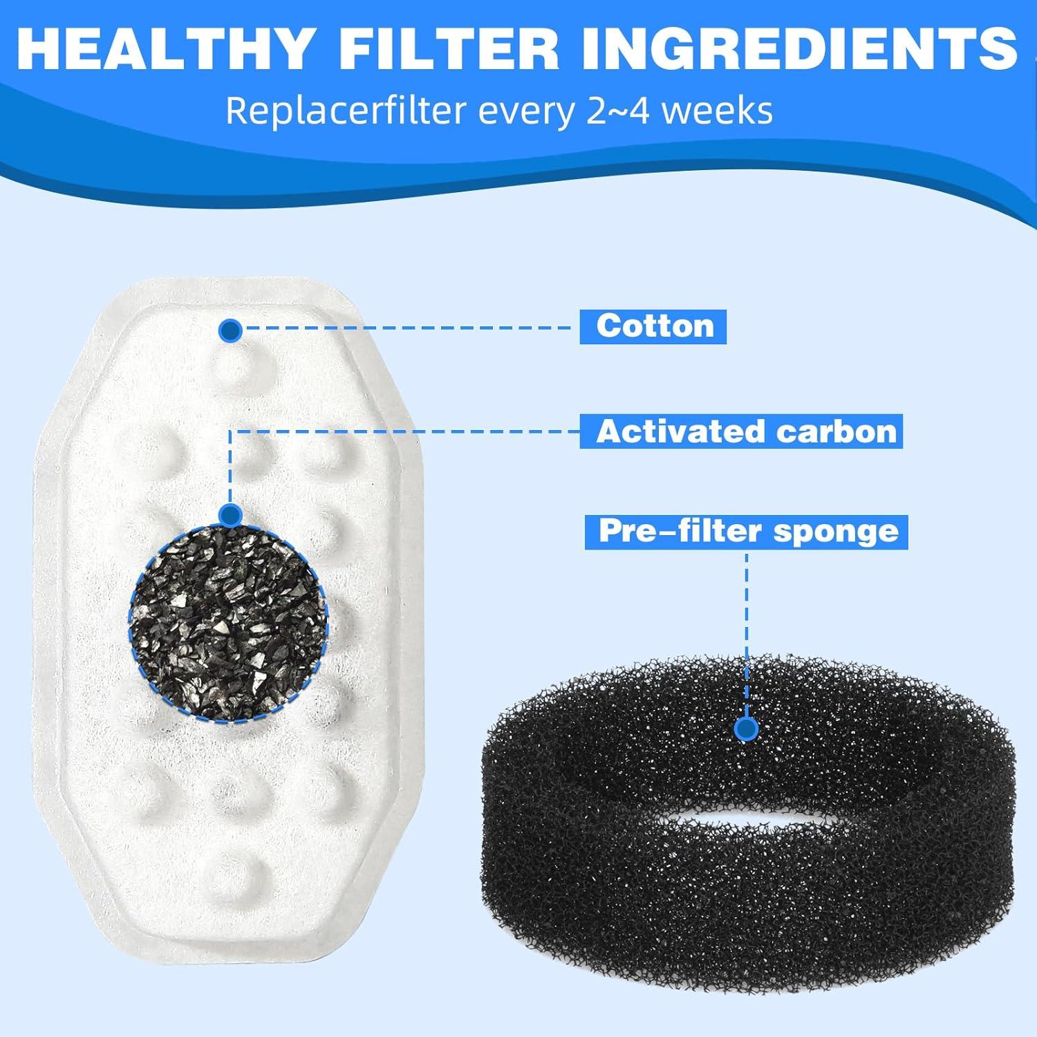 Filtros de agua para gatos Tecogue 3.2L - 8 filtros y esponjas