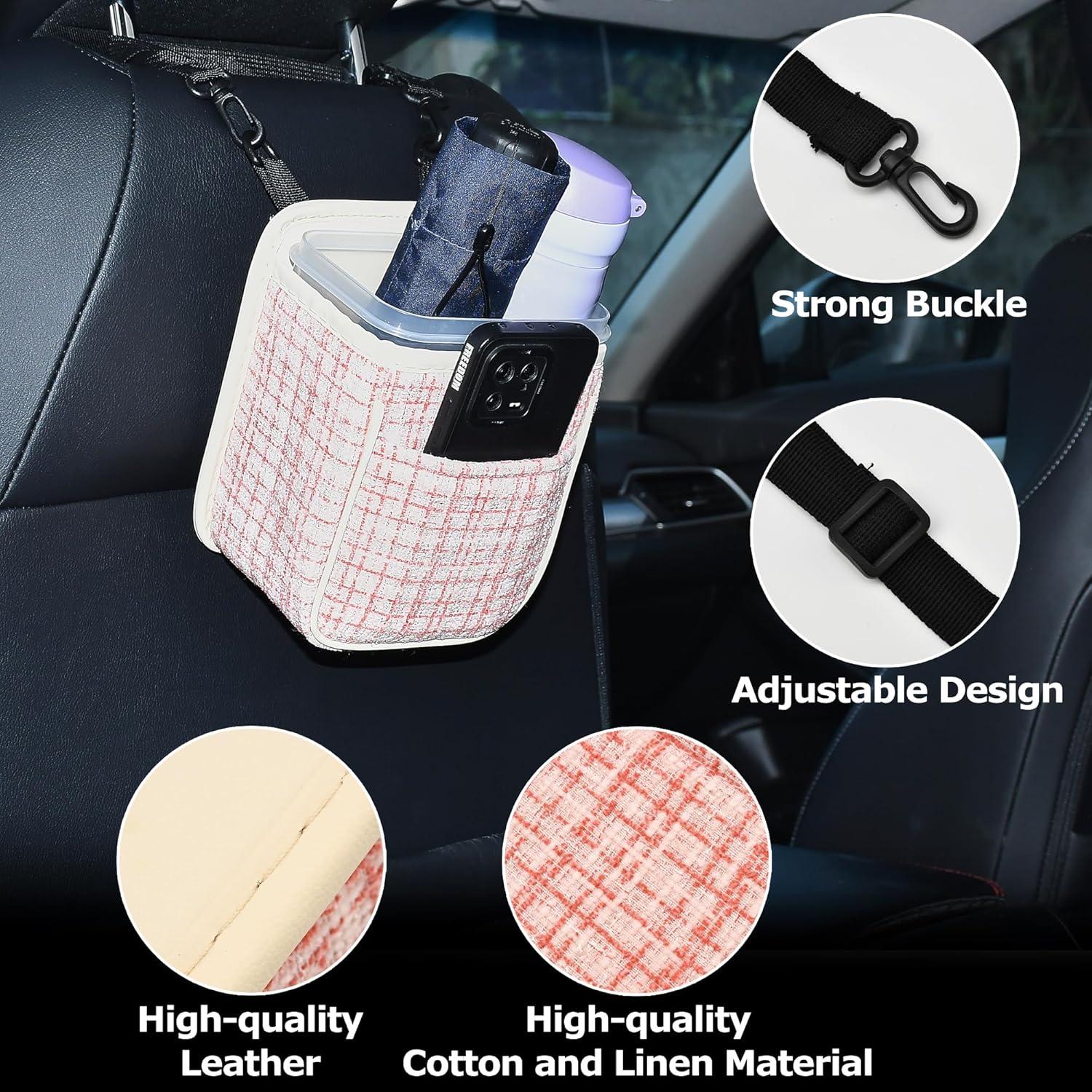 Basurero Multifuncional para Automóvil AuMoHall Rosa 15x10x18cm