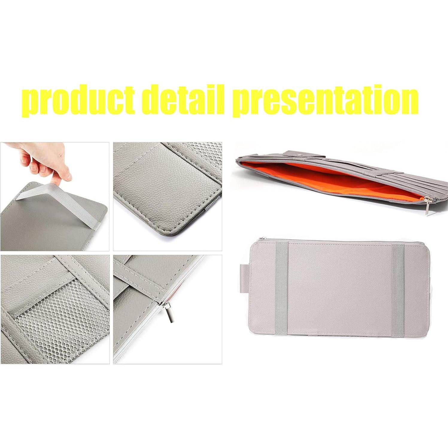 Organizador de Visera de Sol Logctee Negro con Gafas y Cremallera