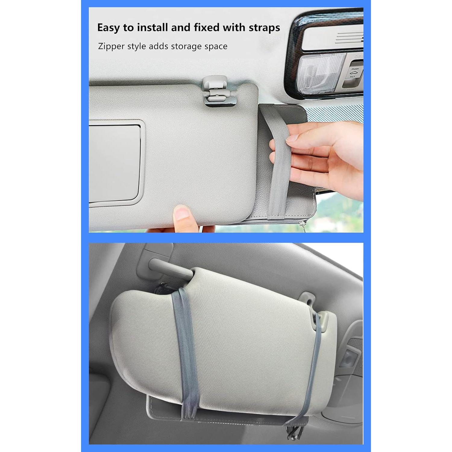 Organizador de Visera de Sol Logctee Negro con Gafas y Cremallera