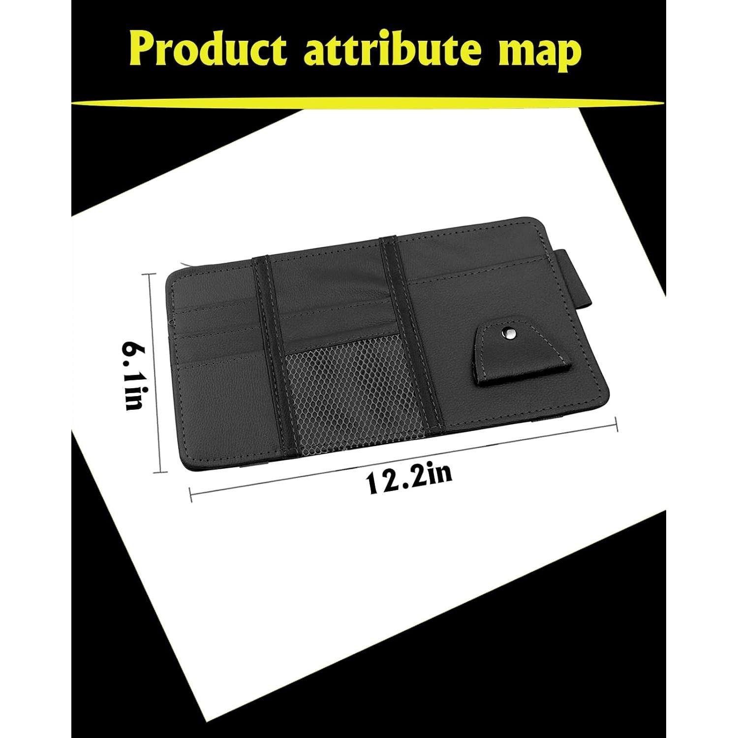 Organizador de Visera de Sol Logctee Negro con Gafas y Cremallera