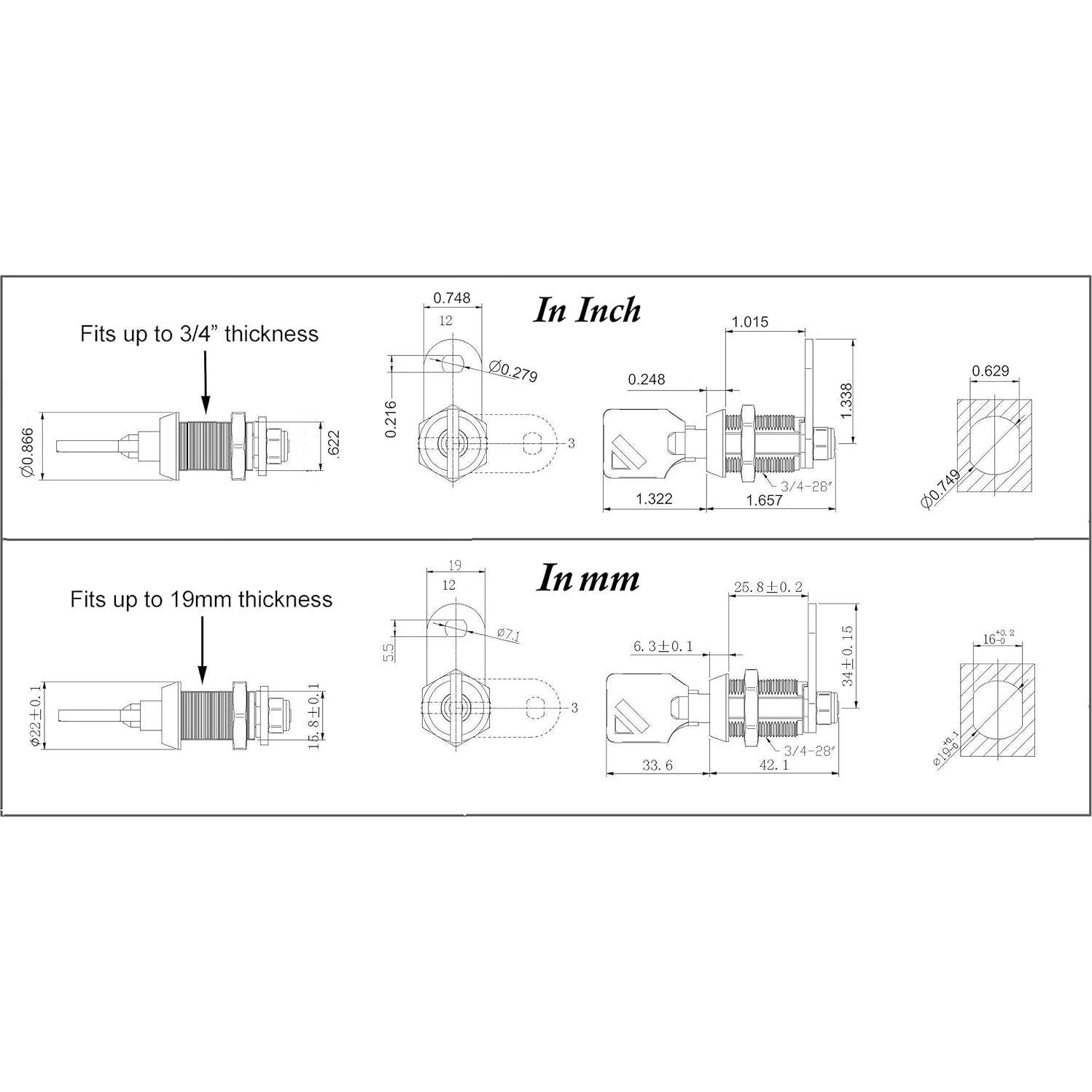 Cerradura Cam Tubular 25mm Admiral Locks Cromo 1 Unidad