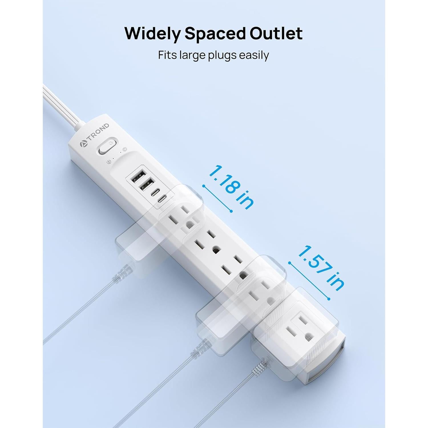 Regleta de Sobretensión TROND 5 Tomas 2 USB C 2 USB A 1440J
