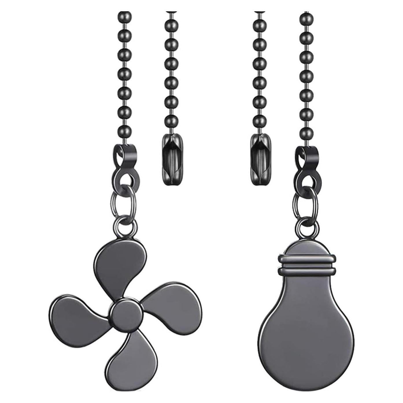 2 Cadenas de Tirar para Ventilador de Techo Dotlite 30cm Negro