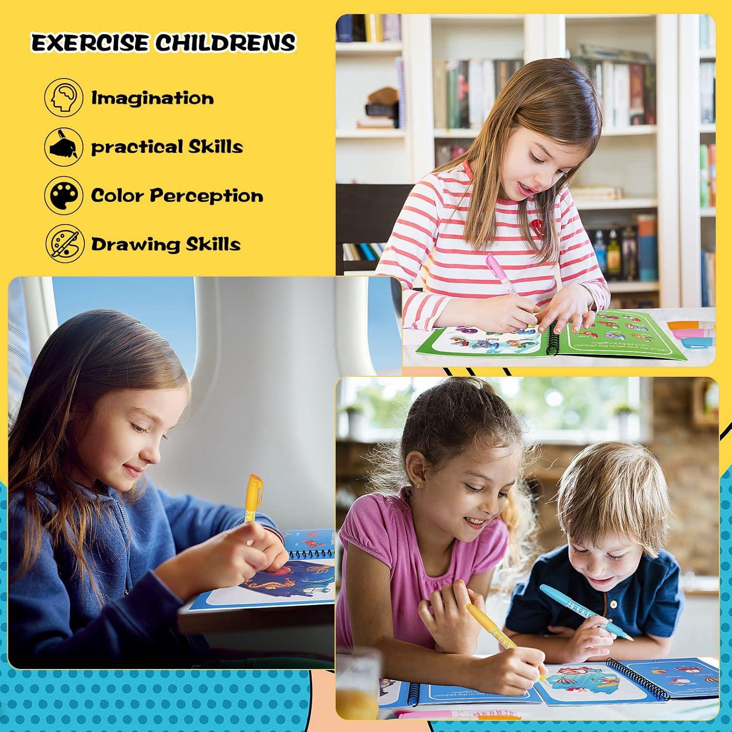 Libros de Colorear con Agua AIR BLOW - 3 Paquetes para Niños 3-5 Años