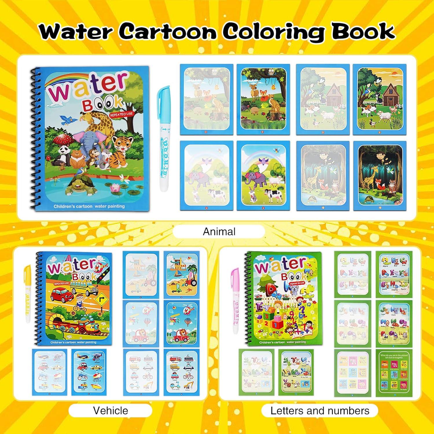 Libros de Colorear con Agua AIR BLOW - 3 Paquetes para Niños 3-5 Años