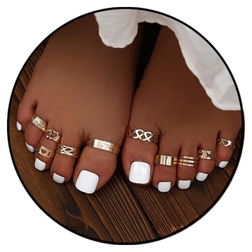 Conjunto de Anillos para Dedos de los Pies INENIMARTJ Dorados