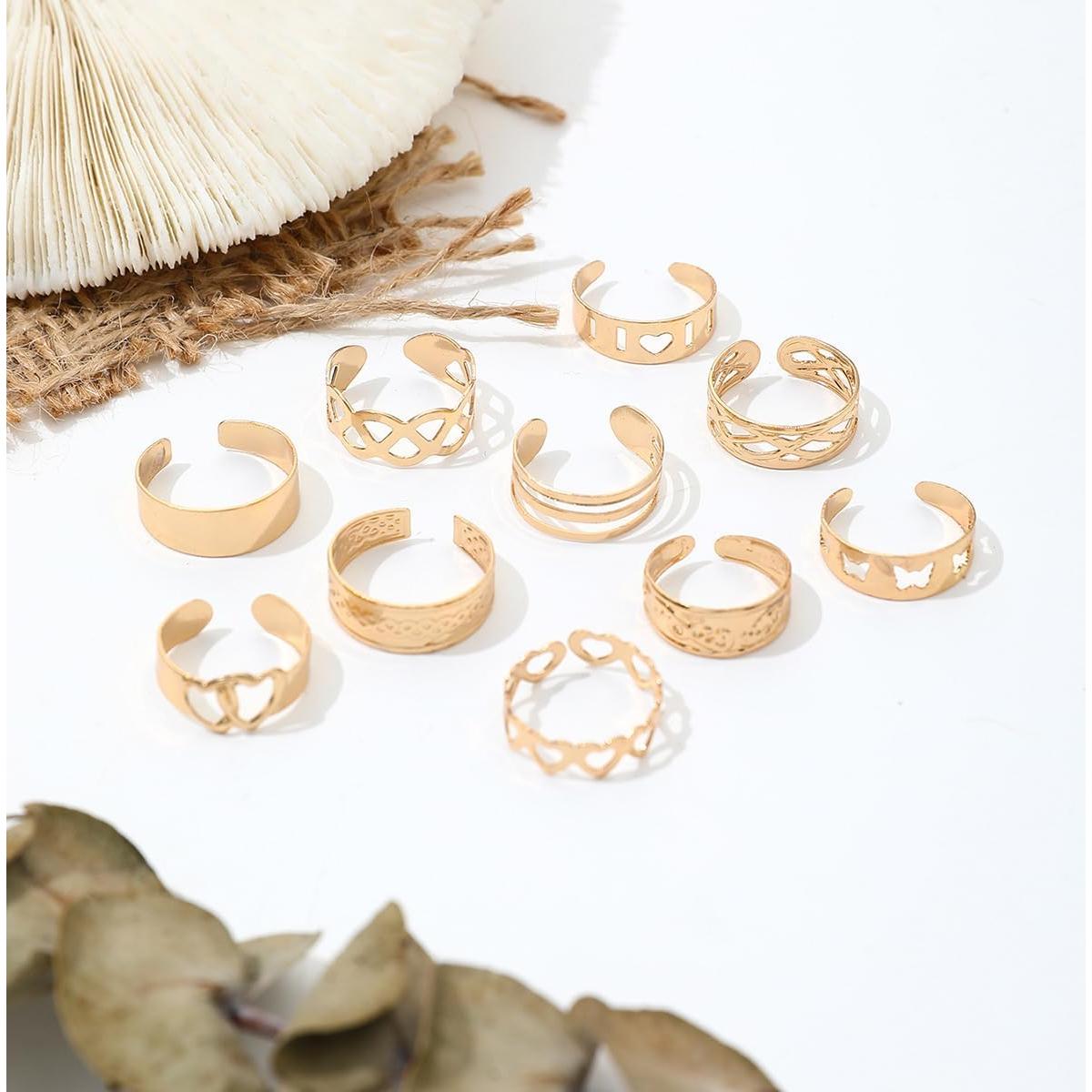 Conjunto de Anillos para Dedos de los Pies INENIMARTJ Dorados