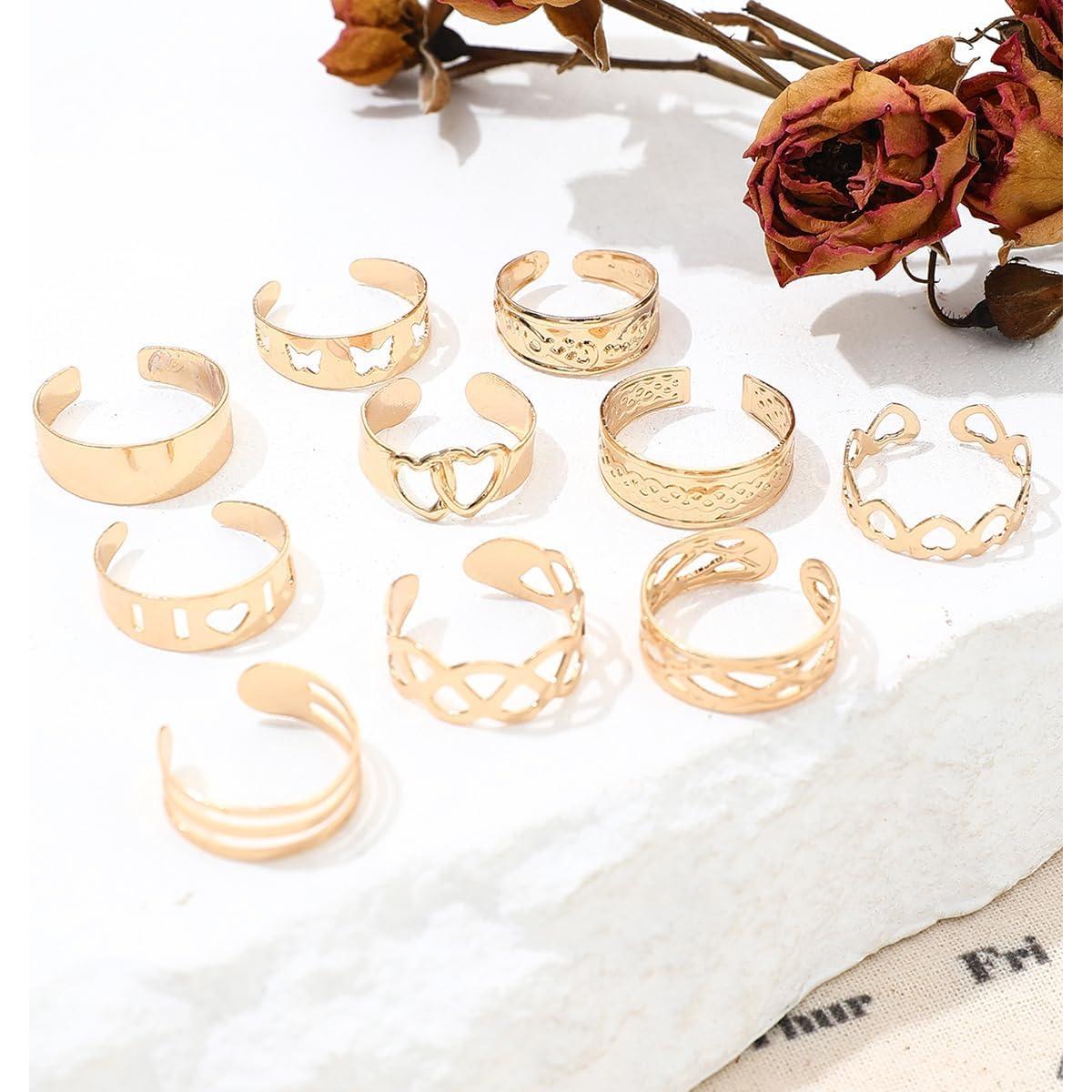 Conjunto de Anillos para Dedos de los Pies INENIMARTJ Dorados