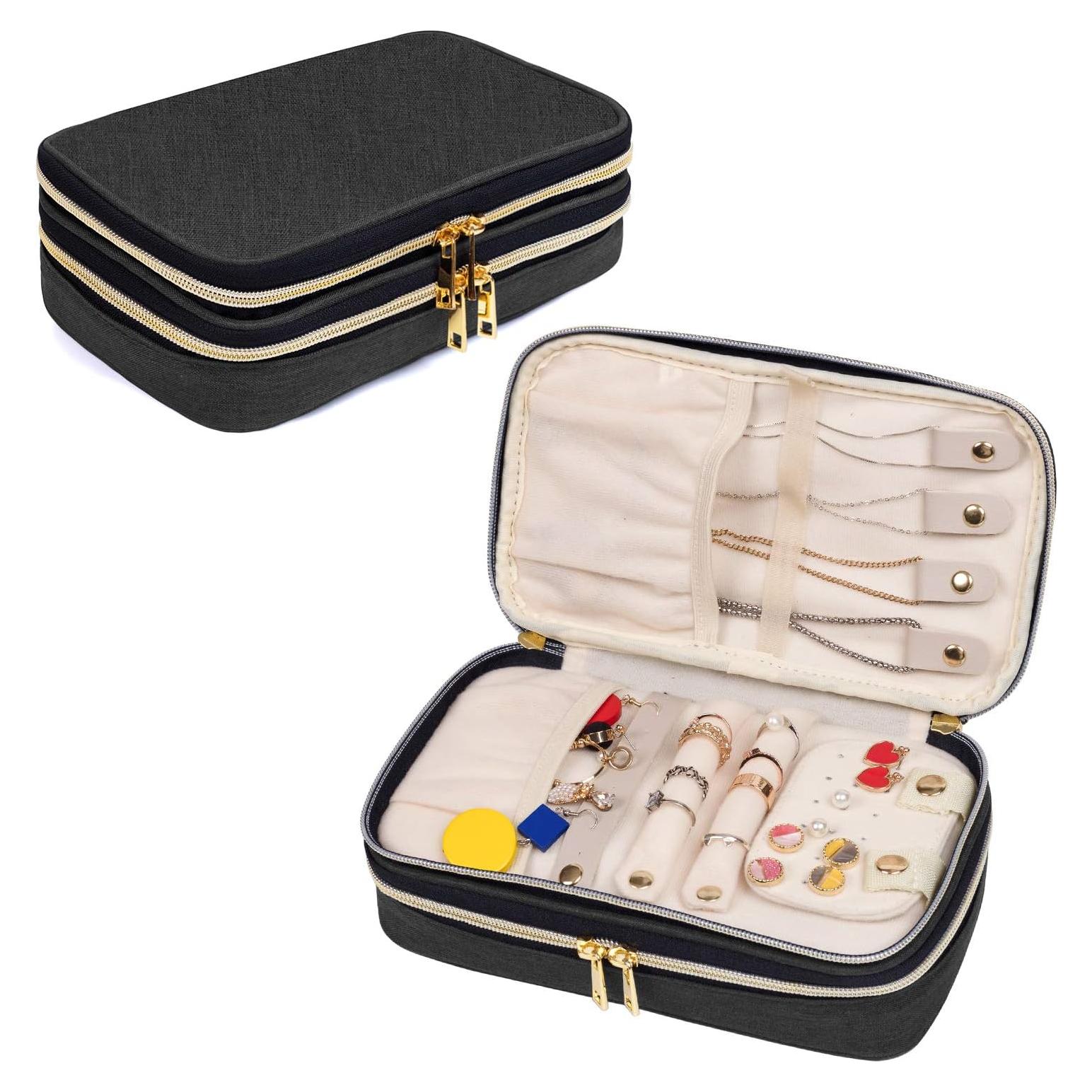 Estuche de Joyería Teamoy Mediano Negro Doble Capa Portátil