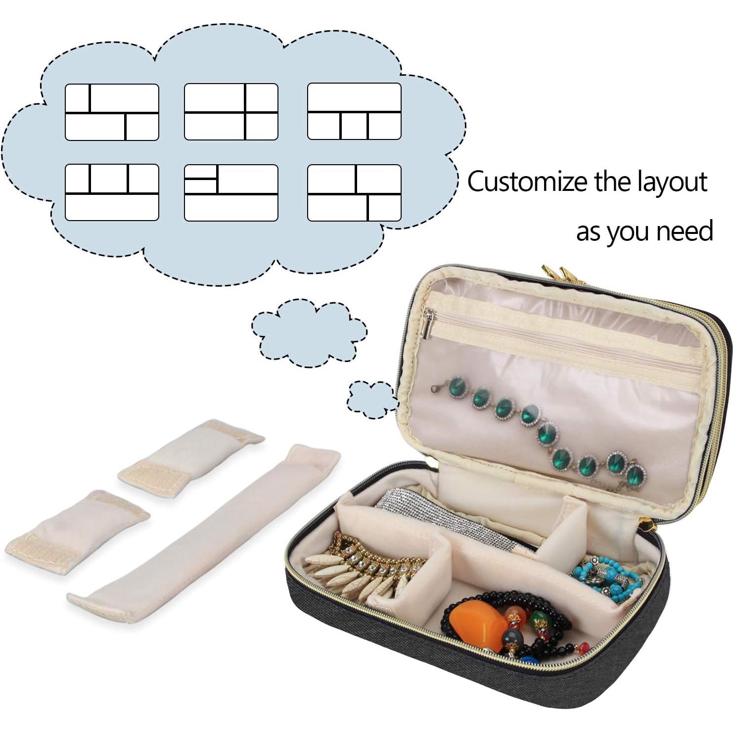 Estuche de Joyería Teamoy Mediano Negro Doble Capa Portátil