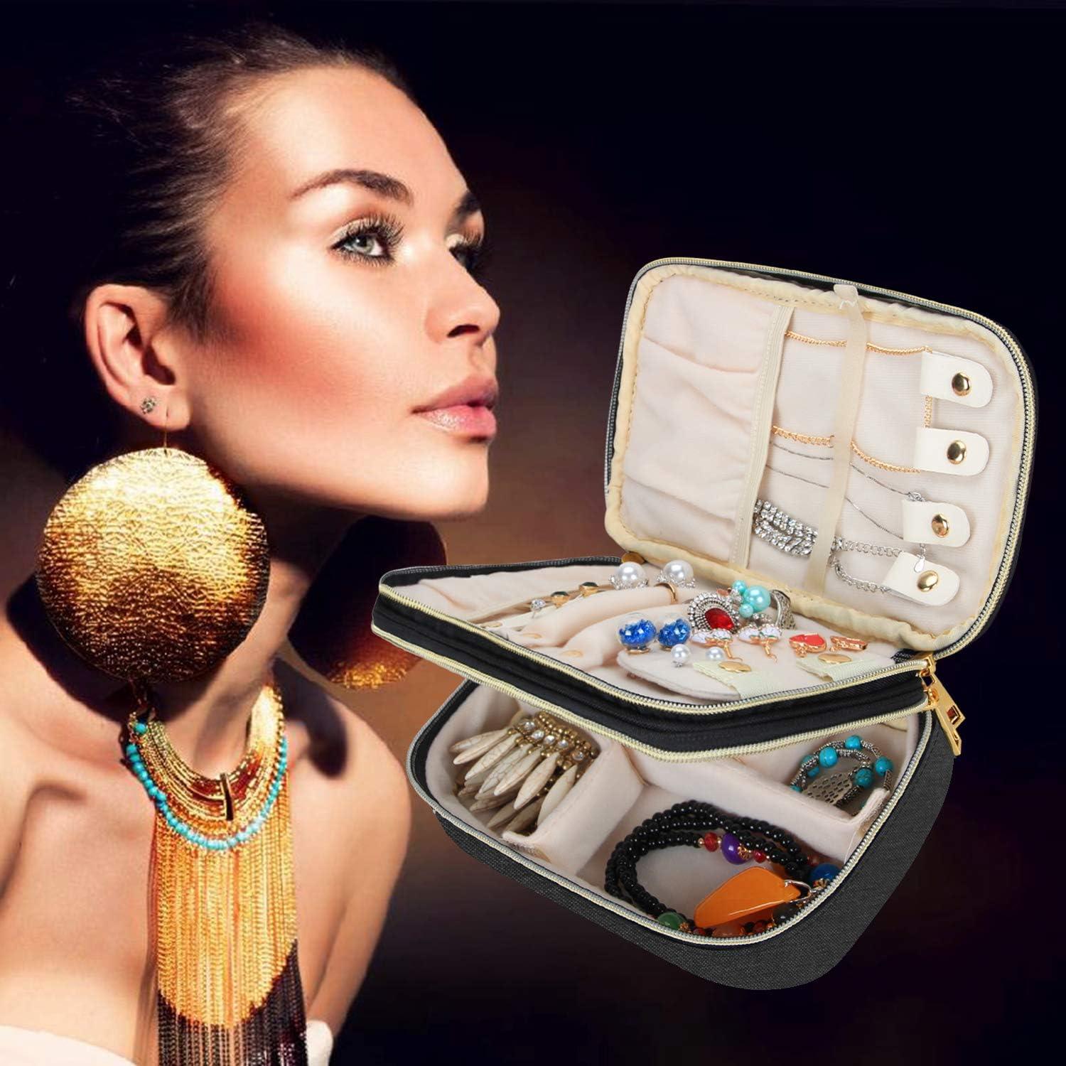 Estuche de Joyería Teamoy Mediano Negro Doble Capa Portátil