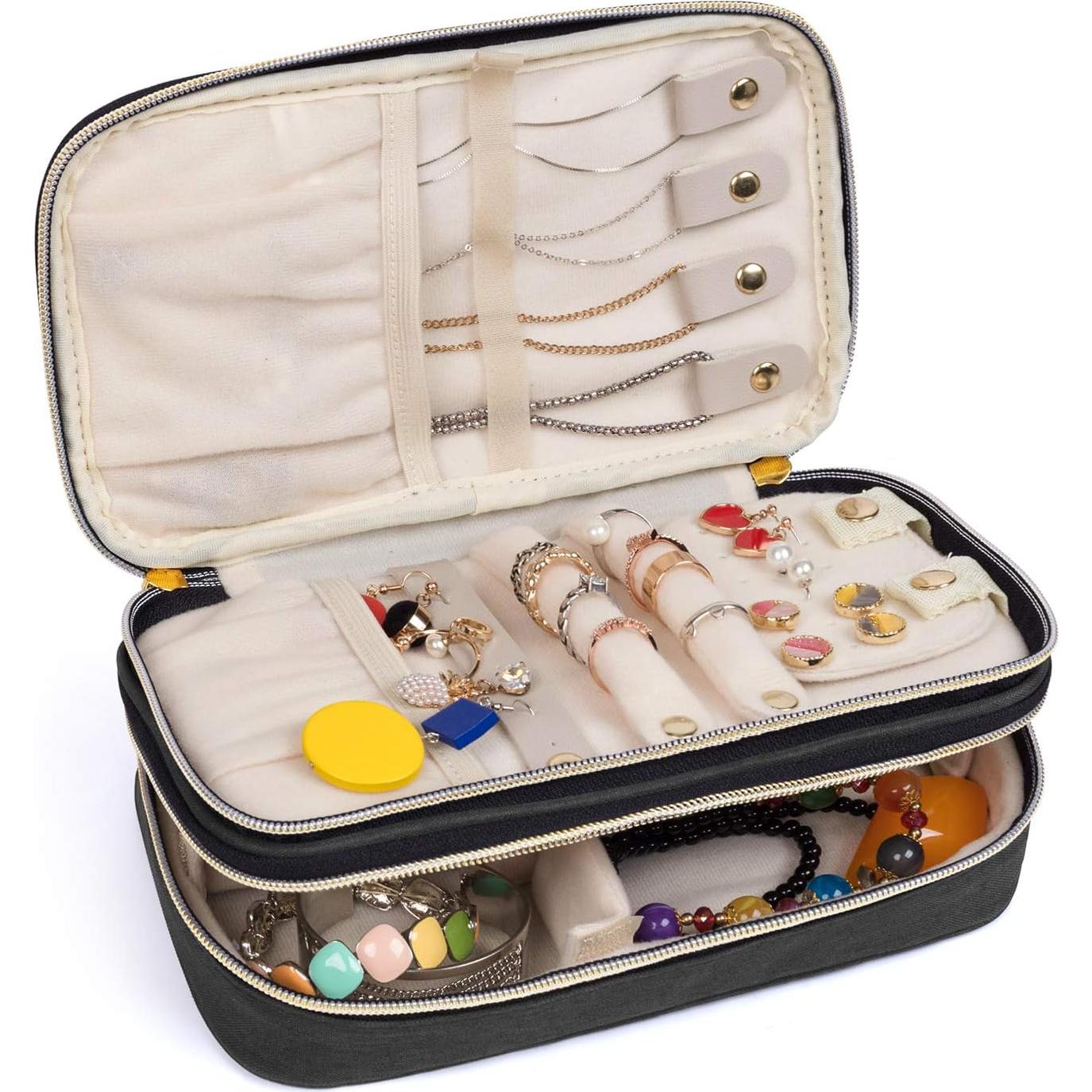 Estuche de Joyería Teamoy Mediano Negro Doble Capa Portátil