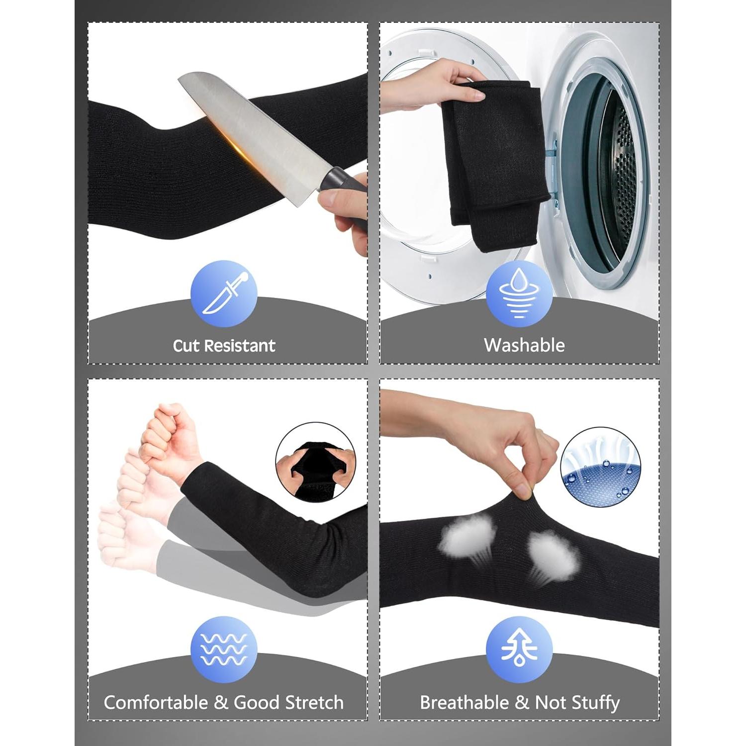 Mangas Protectores para Brazos Geyoga Mediano Negro Anti-Corte