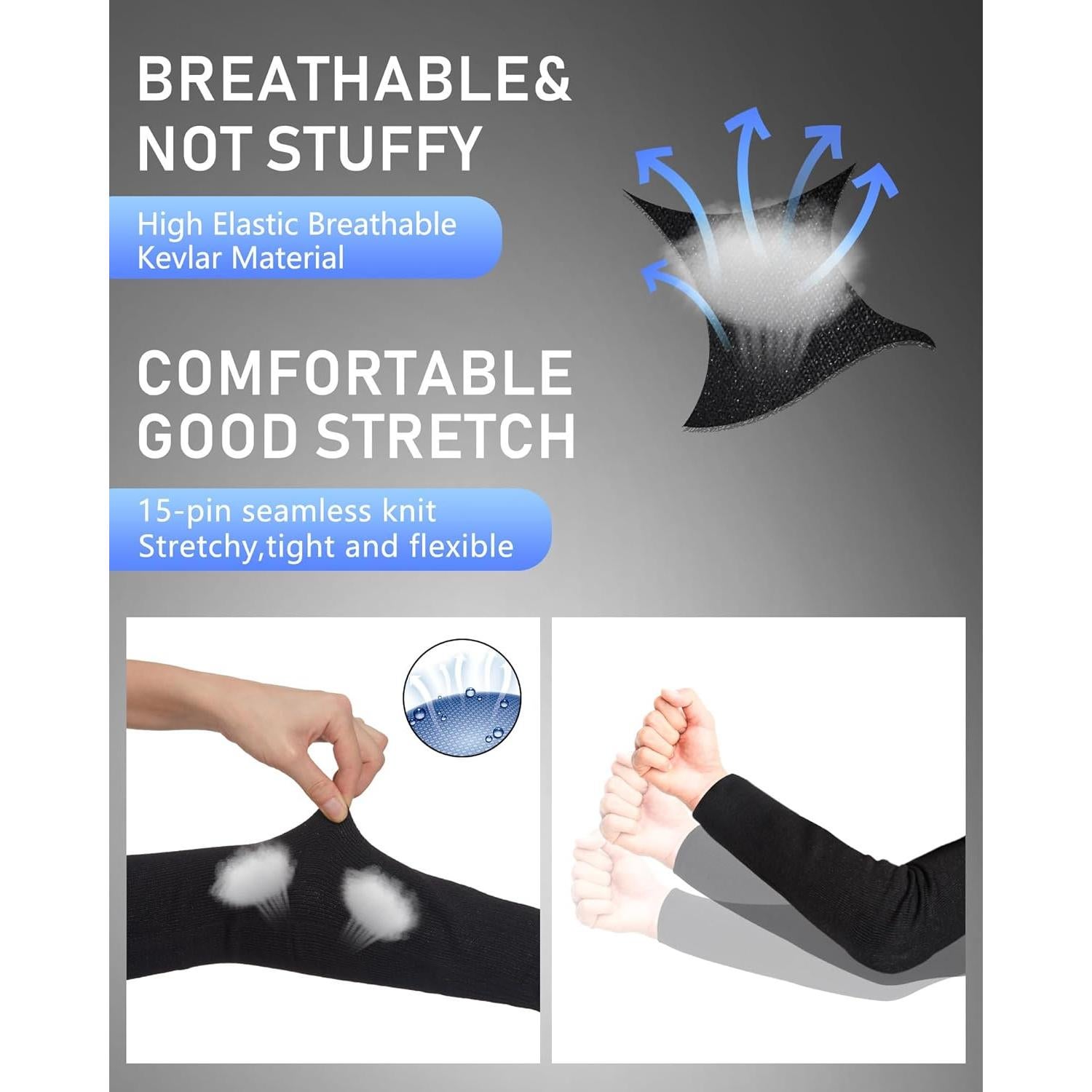 Mangas Protectores para Brazos Geyoga Mediano Negro Anti-Corte