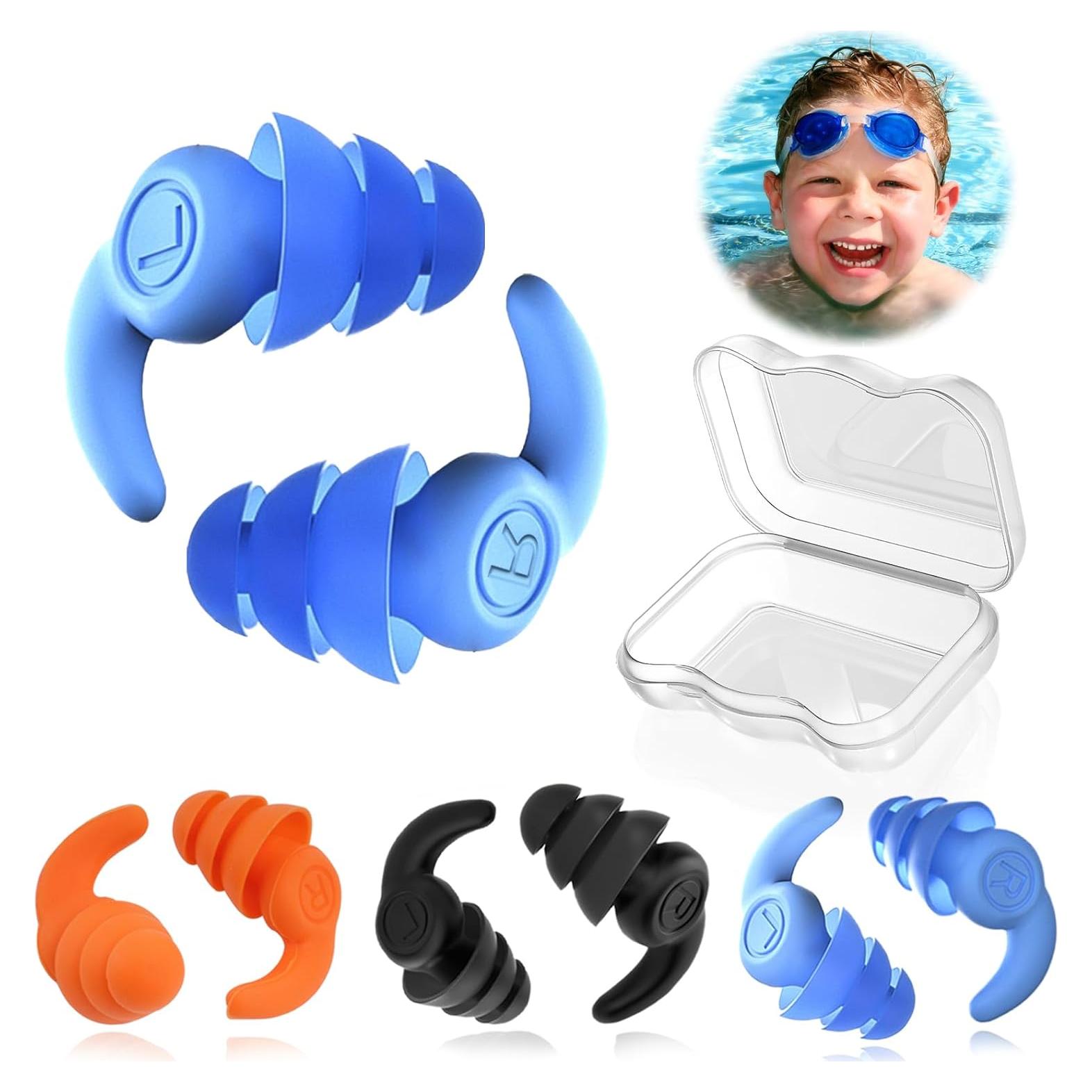 Tapones para Oídos QQJOYCCI Niños 3 Pares Silicona Impermeables