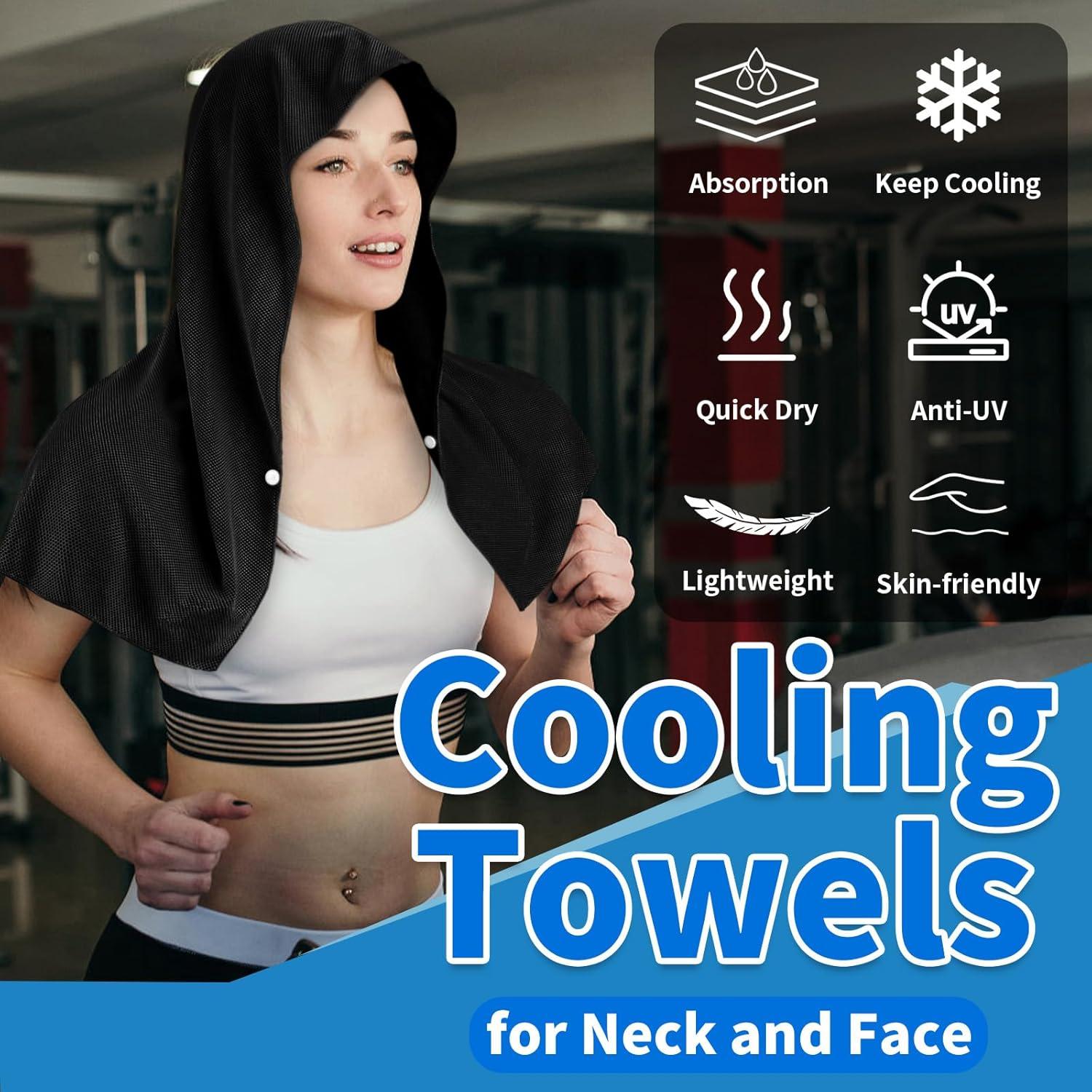 Paquete de 2 Toallas Refrigerantes con Capucha QAUYETM - Gris y Negro