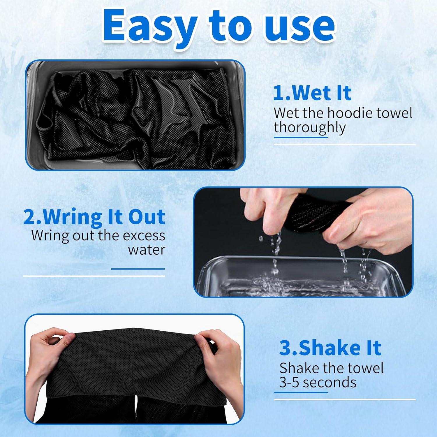 Paquete de 2 Toallas Refrigerantes con Capucha QAUYETM - Gris y Negro