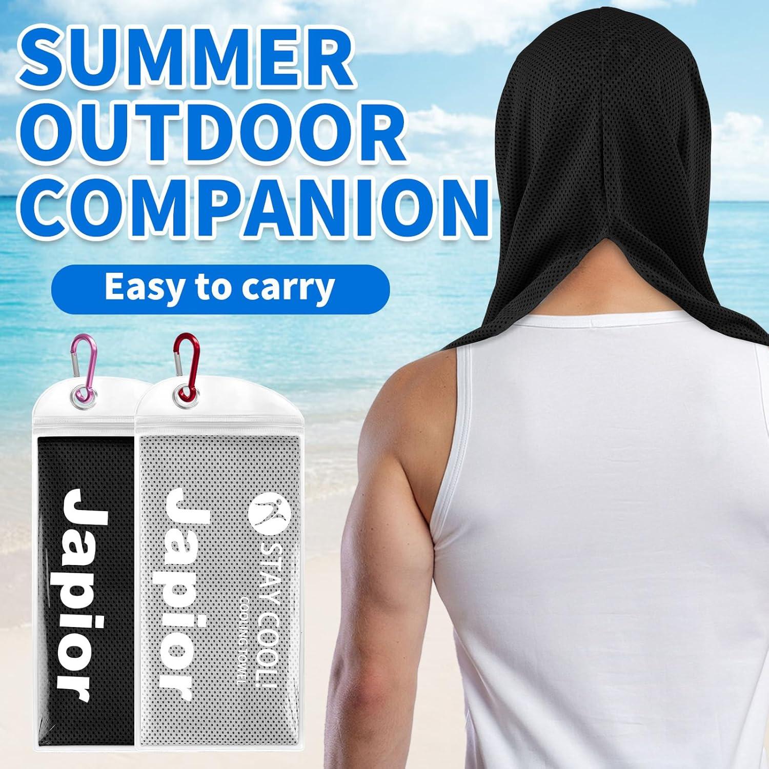 Paquete de 2 Toallas Refrigerantes con Capucha QAUYETM - Gris y Negro