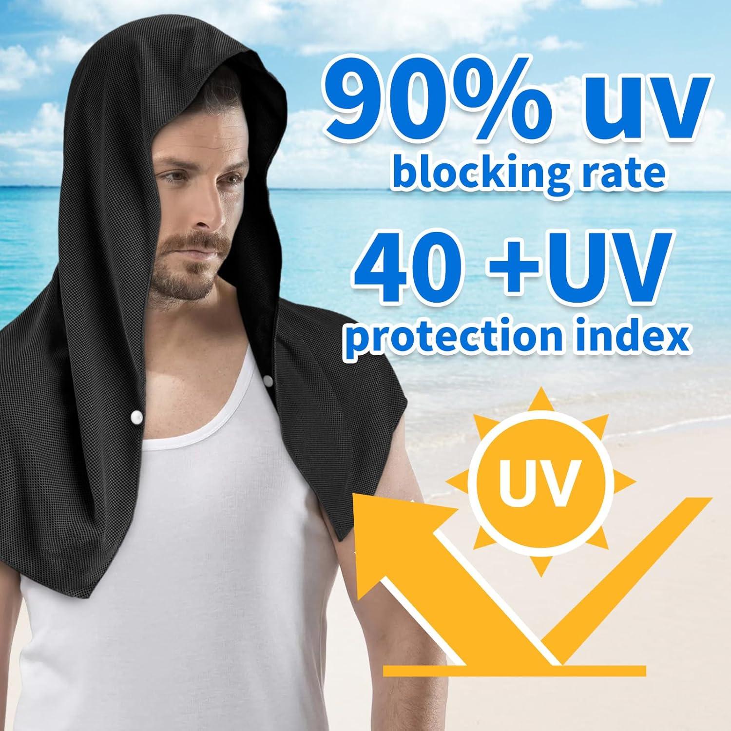 Paquete de 2 Toallas Refrigerantes con Capucha QAUYETM - Gris y Negro