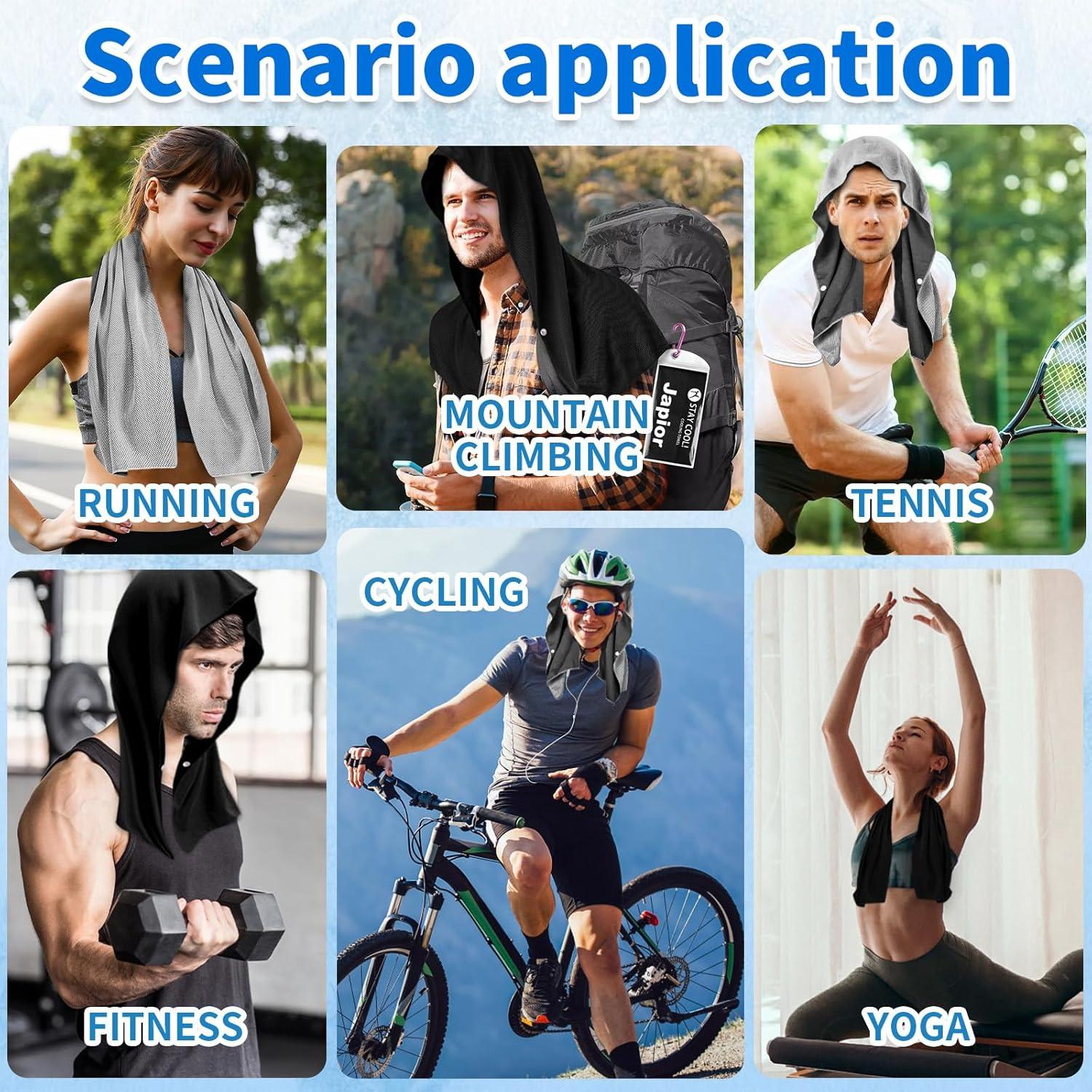 Paquete de 2 Toallas Refrigerantes con Capucha QAUYETM - Gris y Negro