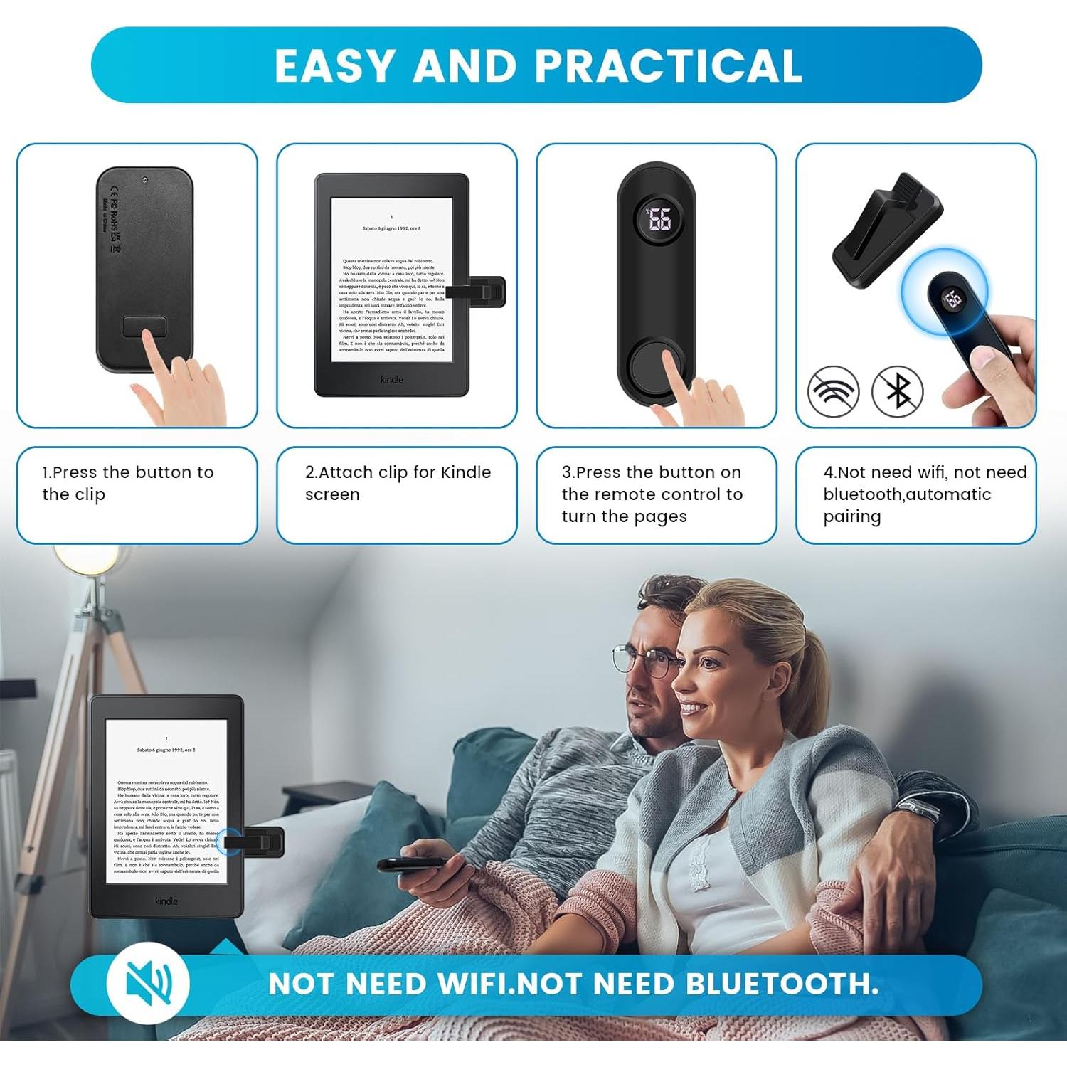 Pasador de Página Inalámbrico para Kindle Paperwhite - Control Remoto RF