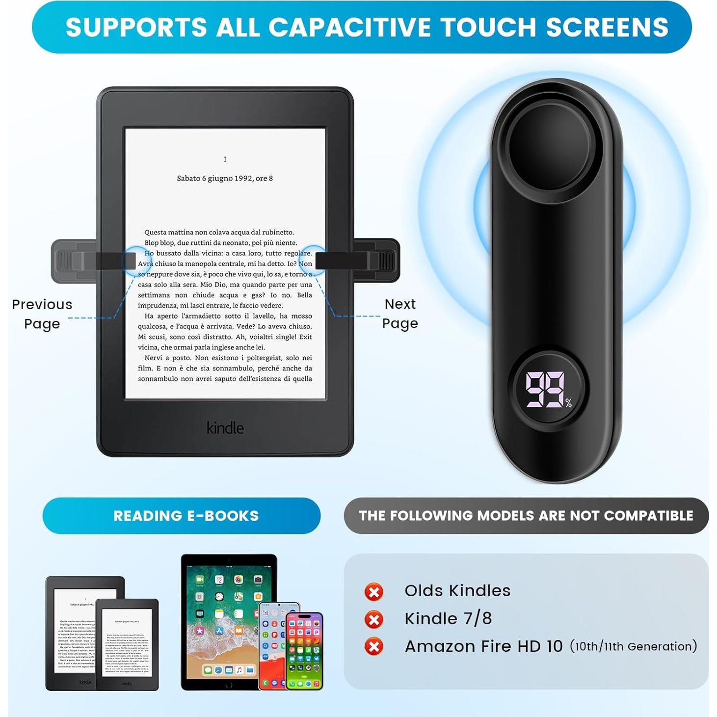 Pasador de Página Inalámbrico para Kindle Paperwhite - Control Remoto RF