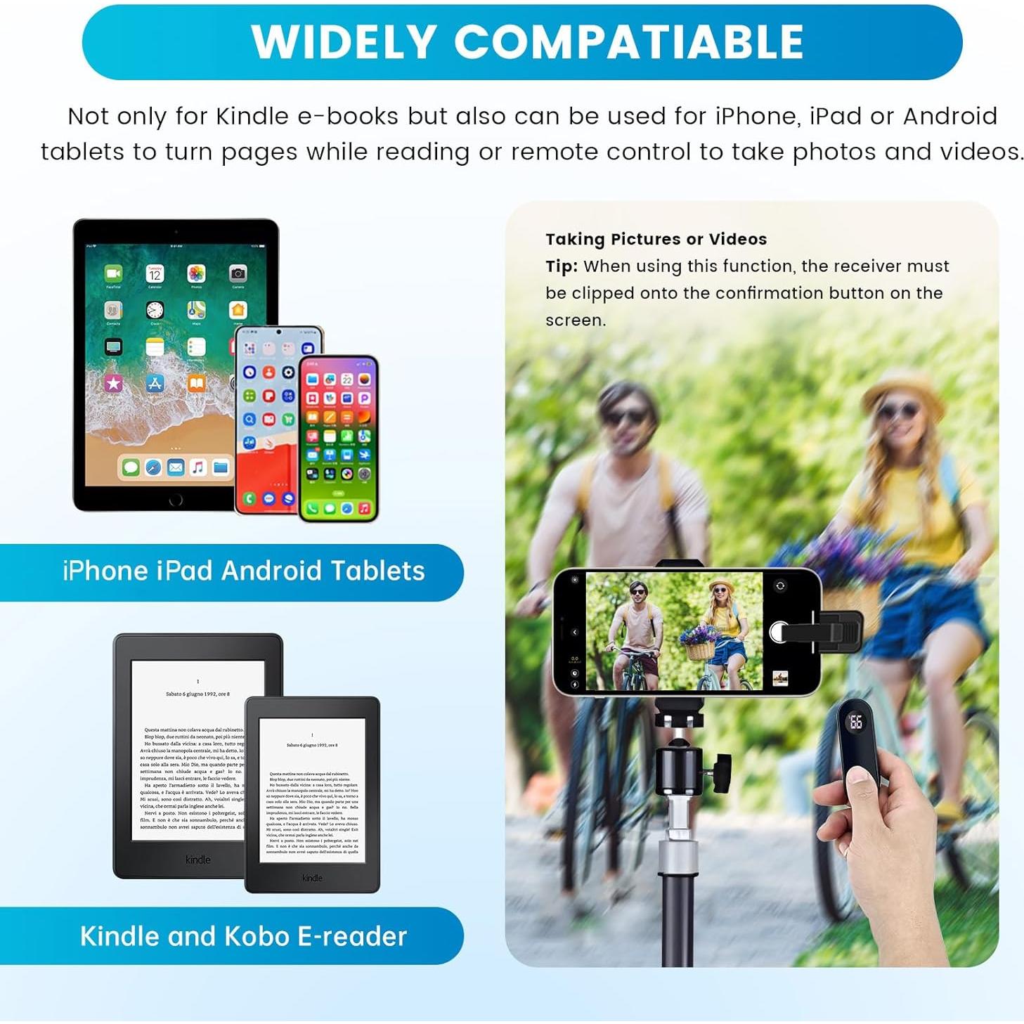 Pasador de Página Inalámbrico para Kindle Paperwhite - Control Remoto RF